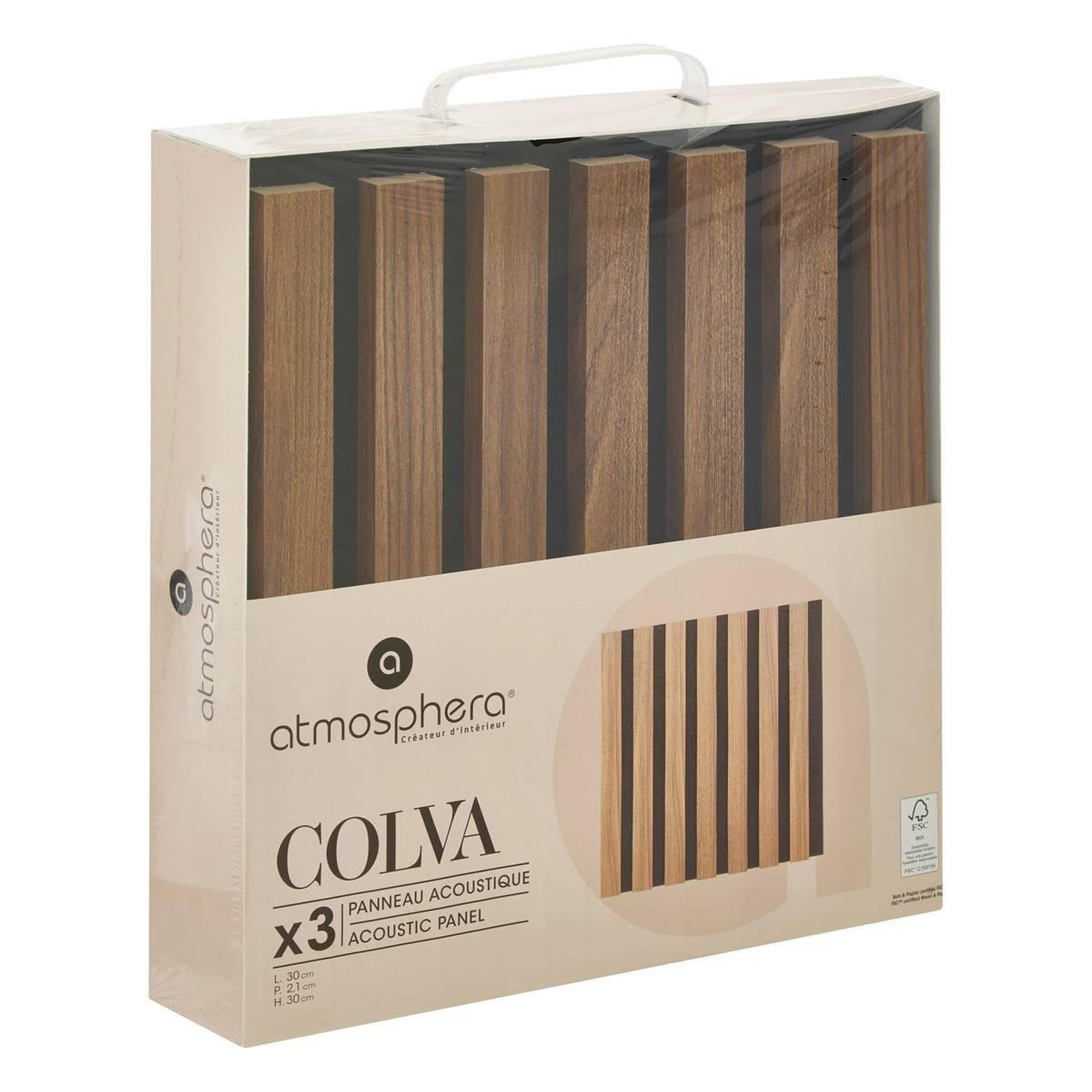 Voir la diapositive 4 : ATMOSPHERA Lot de 3 panneaux déco  colva  30x30cm marron