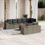 VIDAXL Salon de jardin 9 pcs avec coussins gris resine tressee