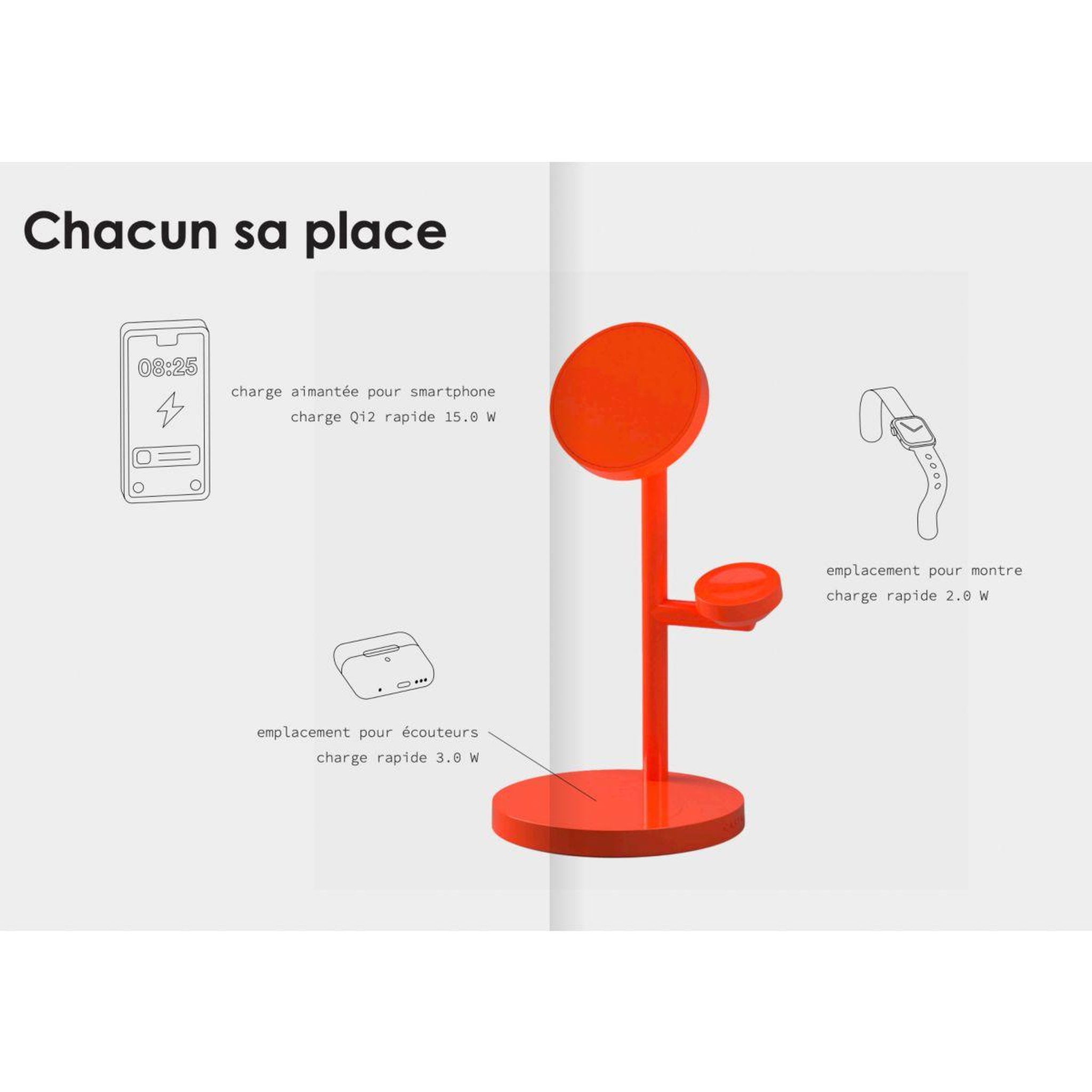 Voir la diapositive 4 : CASYX Chargeur 3 en 1  Charge rapide Qi2 vert
