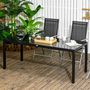 Voir la diapositive 2 : OUTSUNNY Table de jardin rectangulaire 8 personnes dim. 180L x 80l x 72H cm alu. plateau verre trempé noir