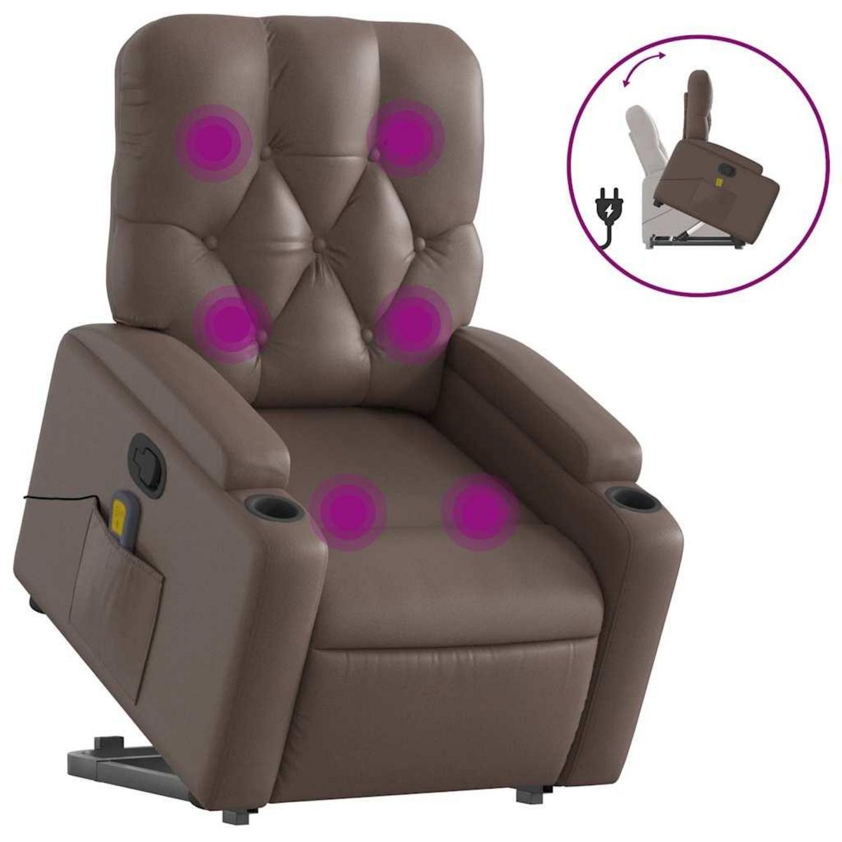 VIDAXL Fauteuil inclinable de massage Marron Similicuir