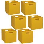 TOILINUX Lot de 6 Boîtes de rangement effet bois en MDF Mix n' modul. Coloris disponibles : Blanc, Gris, Beige