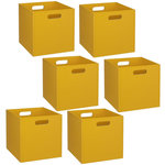 TOILINUX Lot de 6 Boîtes de rangement effet bois en MDF Mix n' modul. Coloris disponibles : Beige, Gris, Blanc