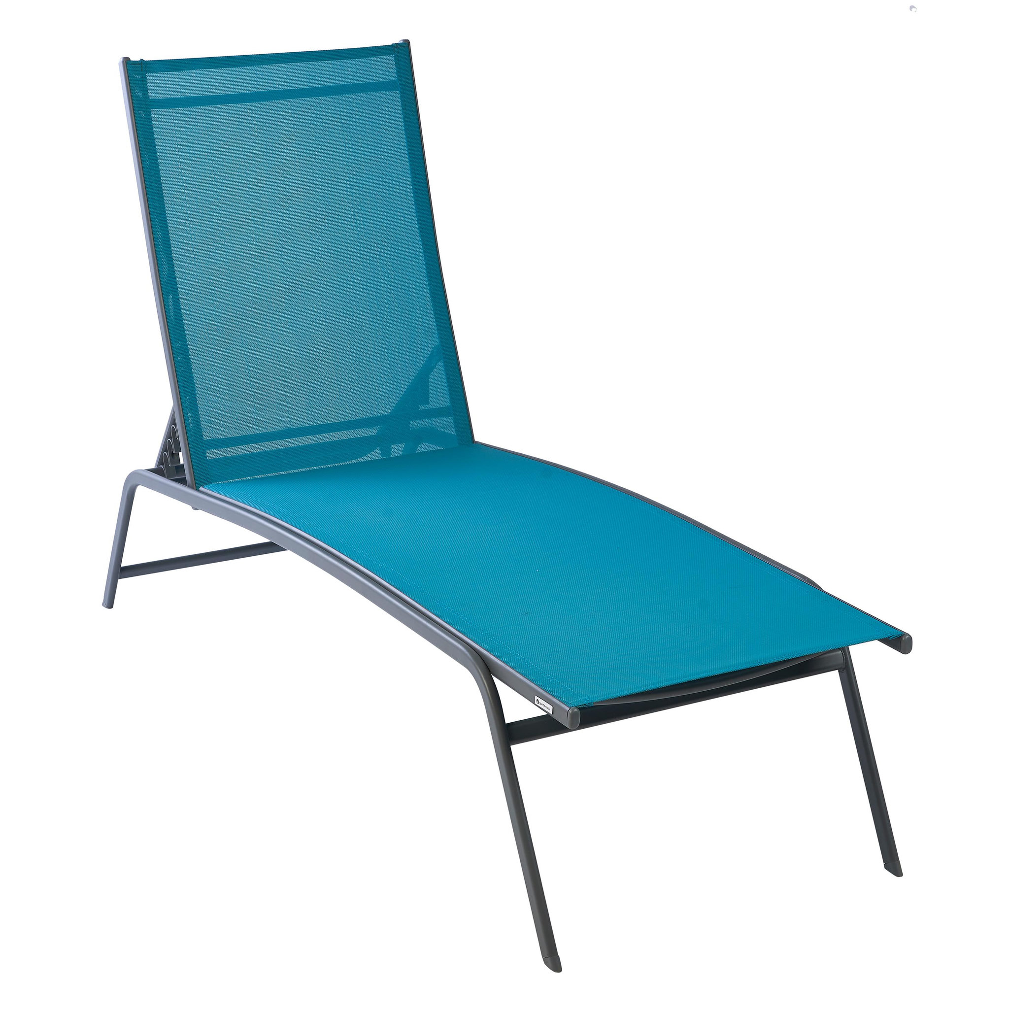 Voir la diapositive 2 : GARDENSTAR Bain de soleil multipositions - Acier et textilène - Bleu azur