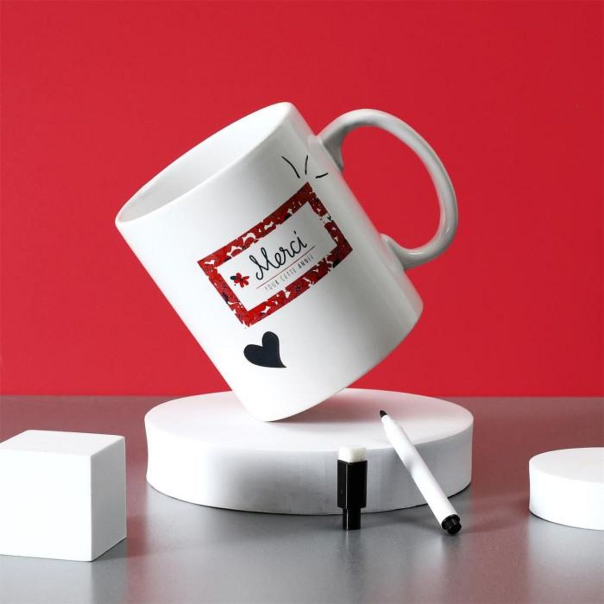 Paris Prix Mug XXL & Stylo  Merci  80cl Blanc