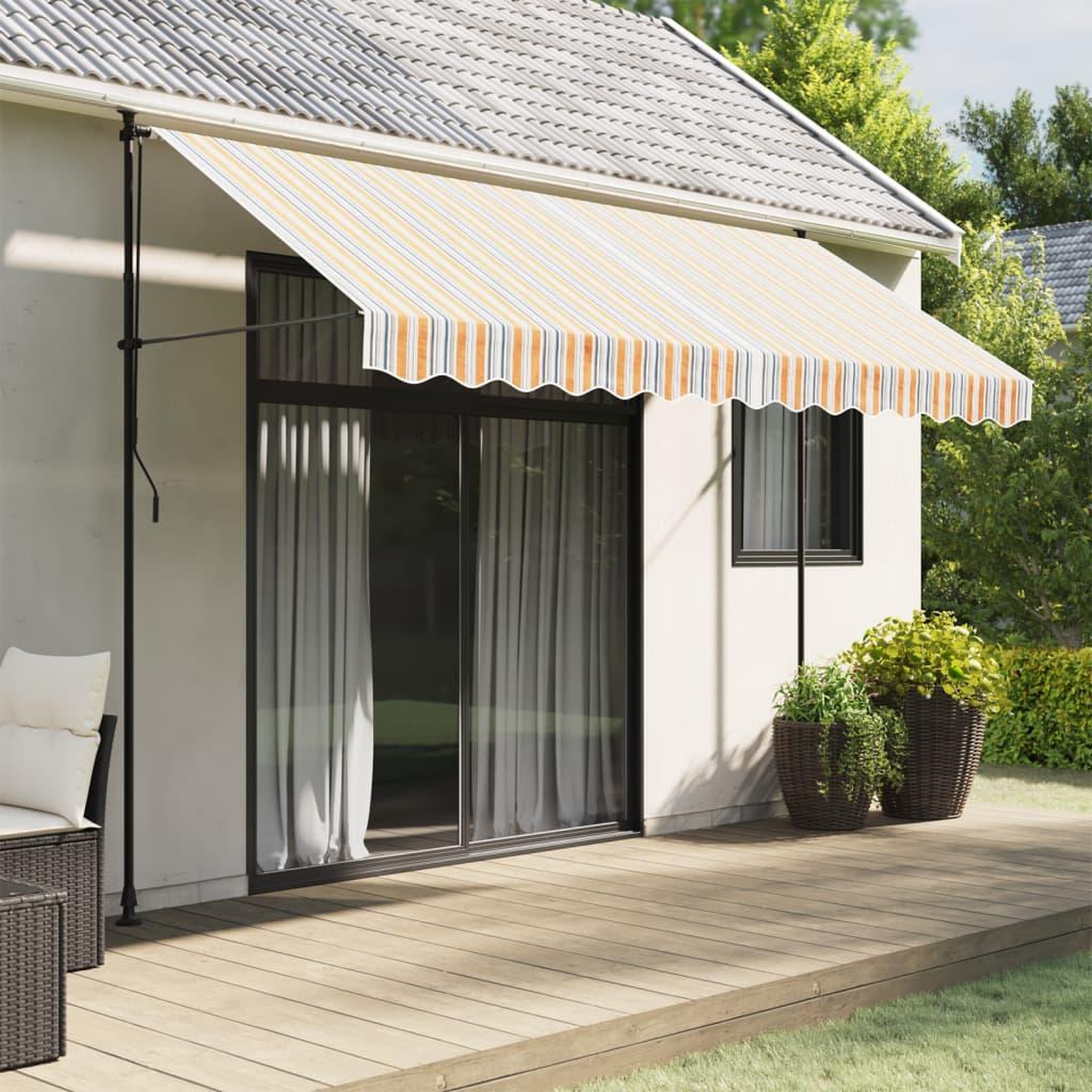 VIDAXL Tissu de remplacement pour auvent rayures multicolores 3,5x2,5m