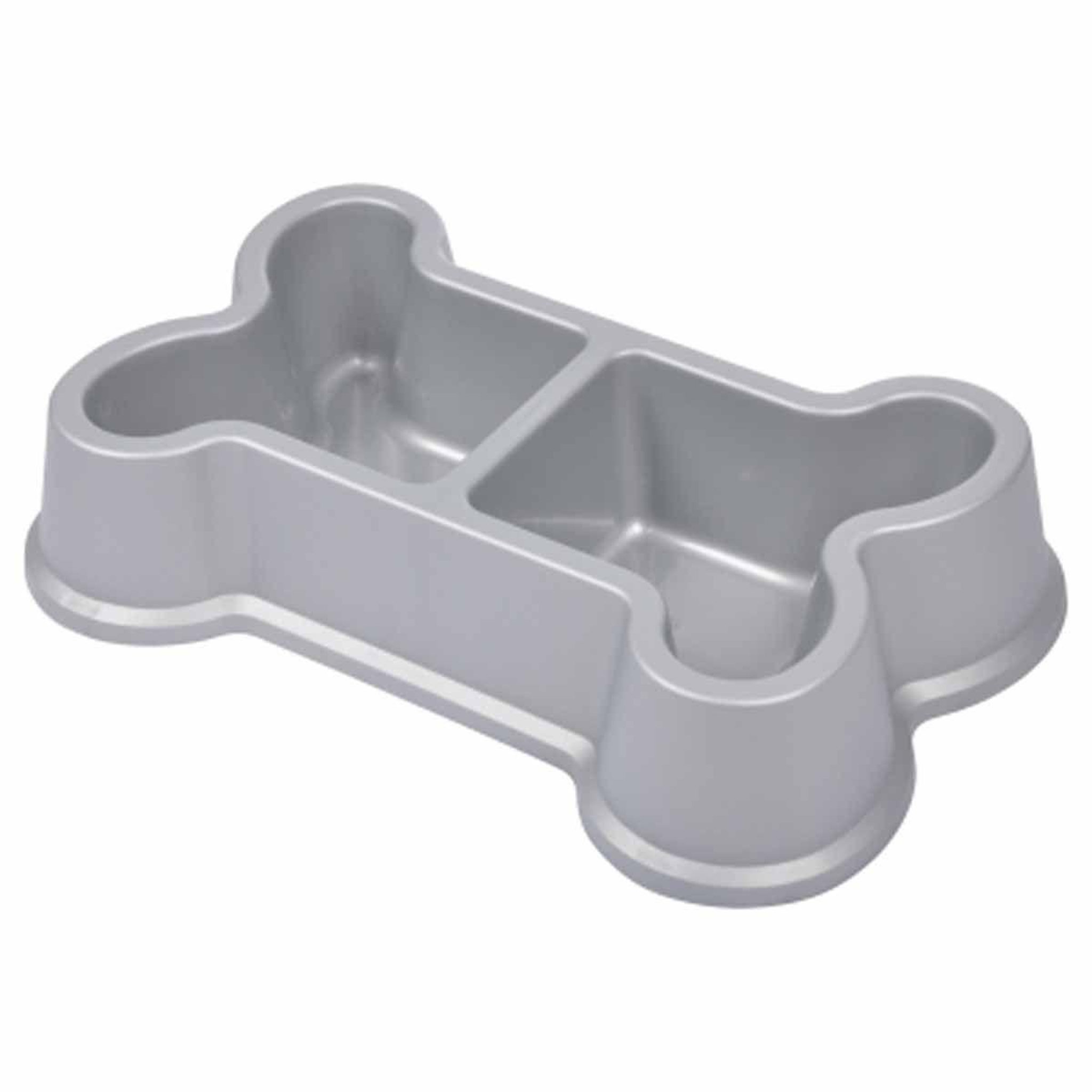 HOMEA Gamelle Double pour Chien  Forme Os  35cm Argent