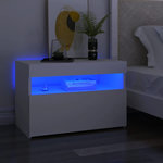 VIDAXL Tables de chevet avec lumieres LED 2 pcs blanc 60x35x40 cm