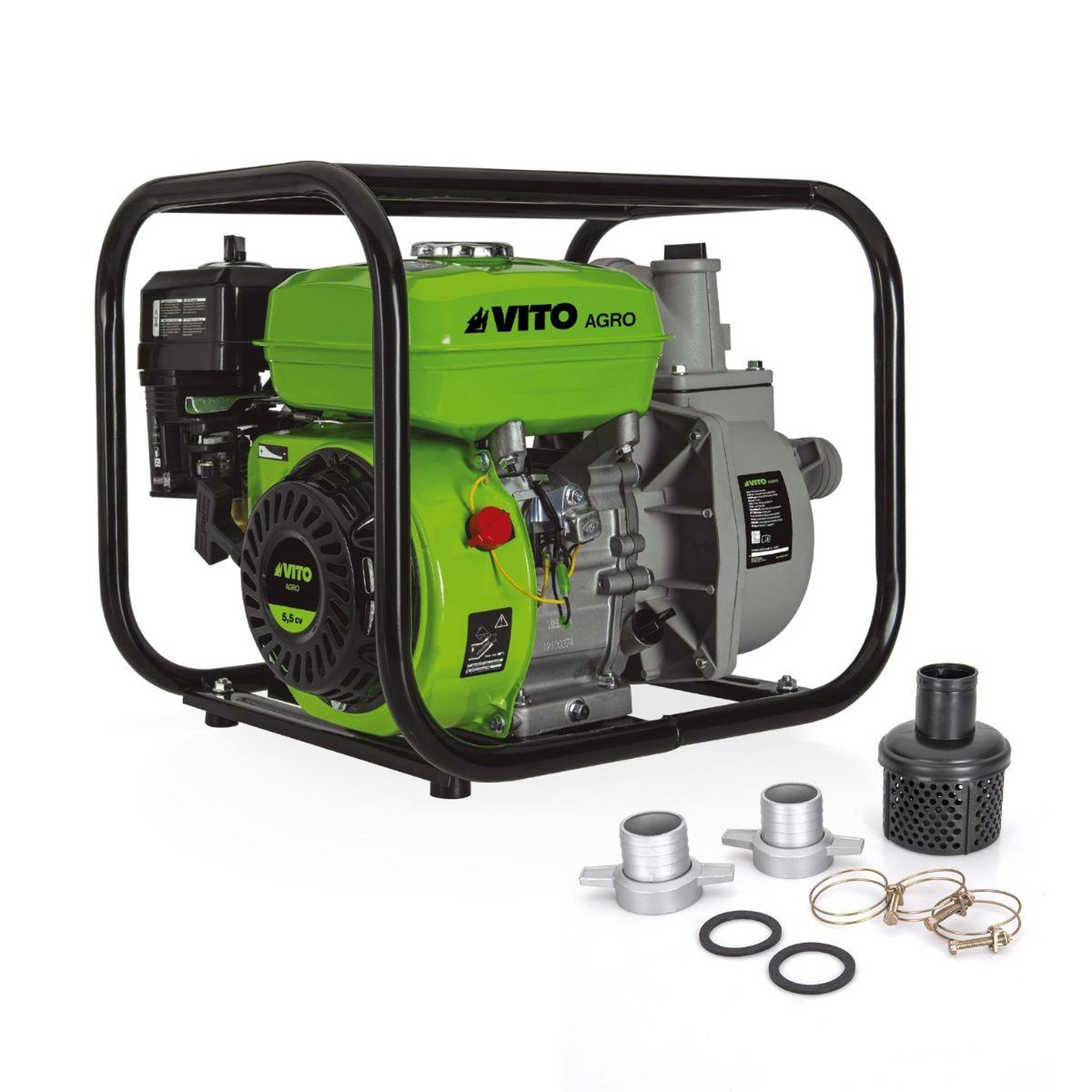 Voir la diapositive 3 : VITO Pompe à eau thermique 5.5 cv 163 cm³ motopompe autonomie 3h débit 30m³/h raccord 50 mm vito