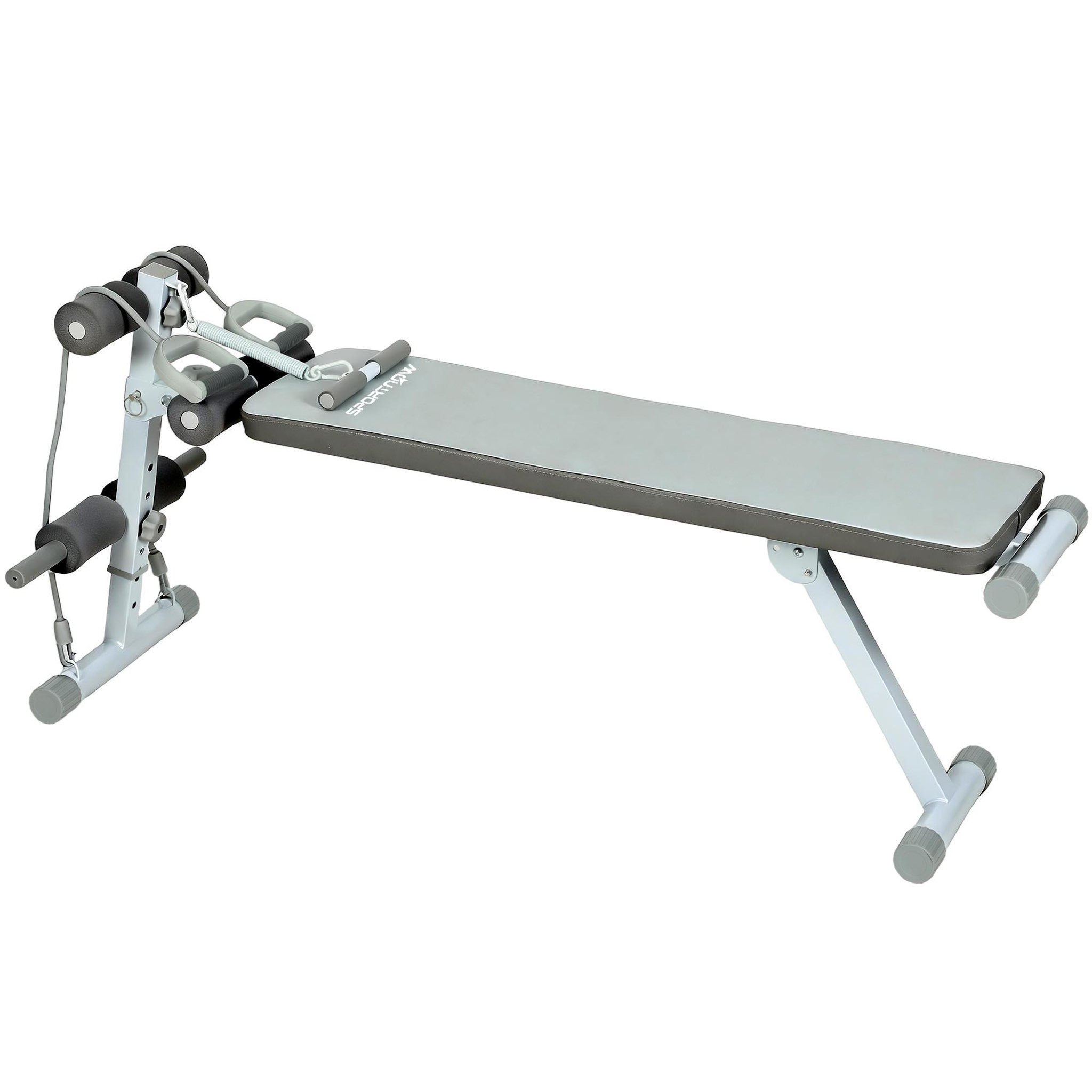 Voir la diapositive 5 : HOMCOM Banc de musculation réglable avec siège à 3 niveaux acier blanc gris