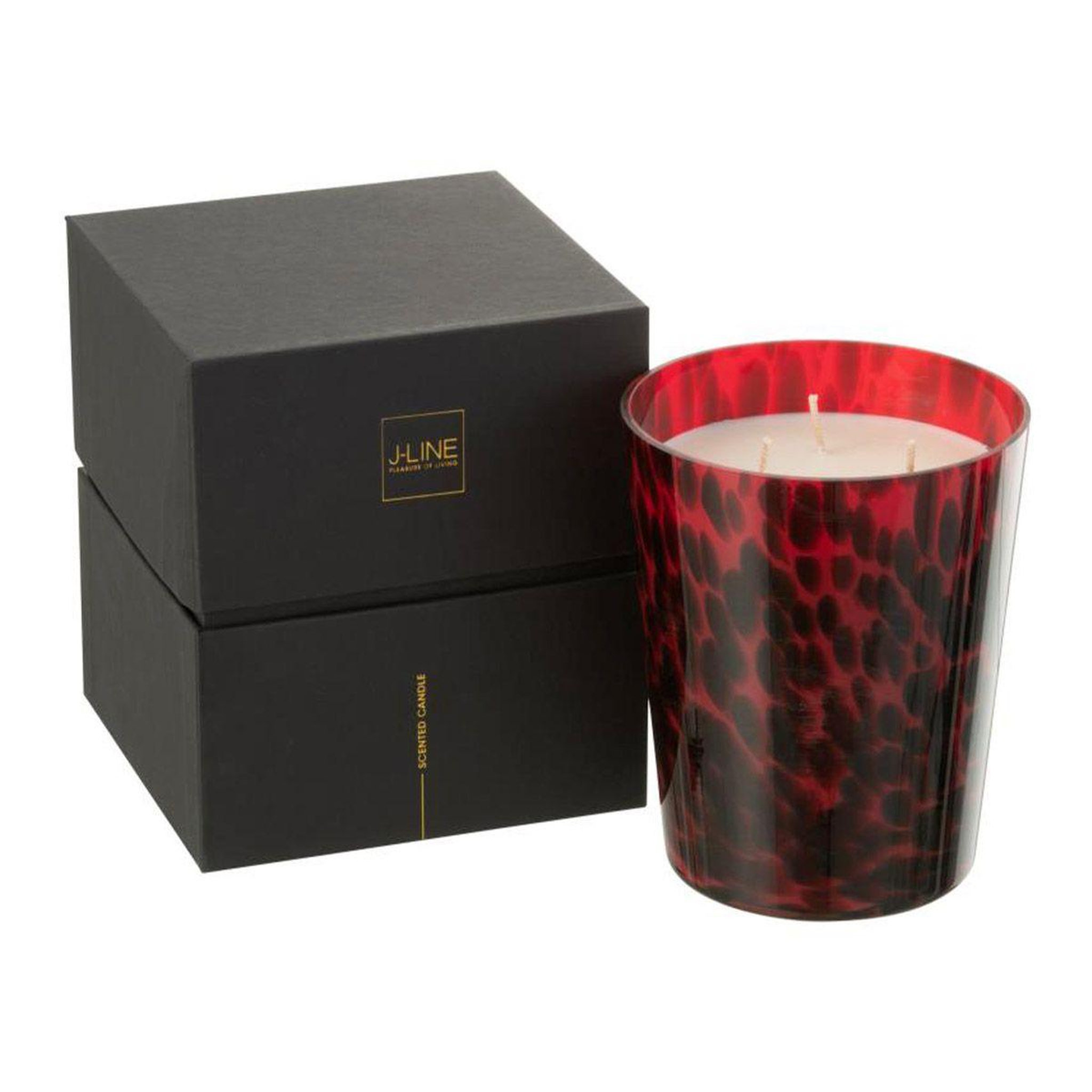 Voir la diapositive 2 : J-LINE Bougie parfumée  noa  16cm bois de santal rouge