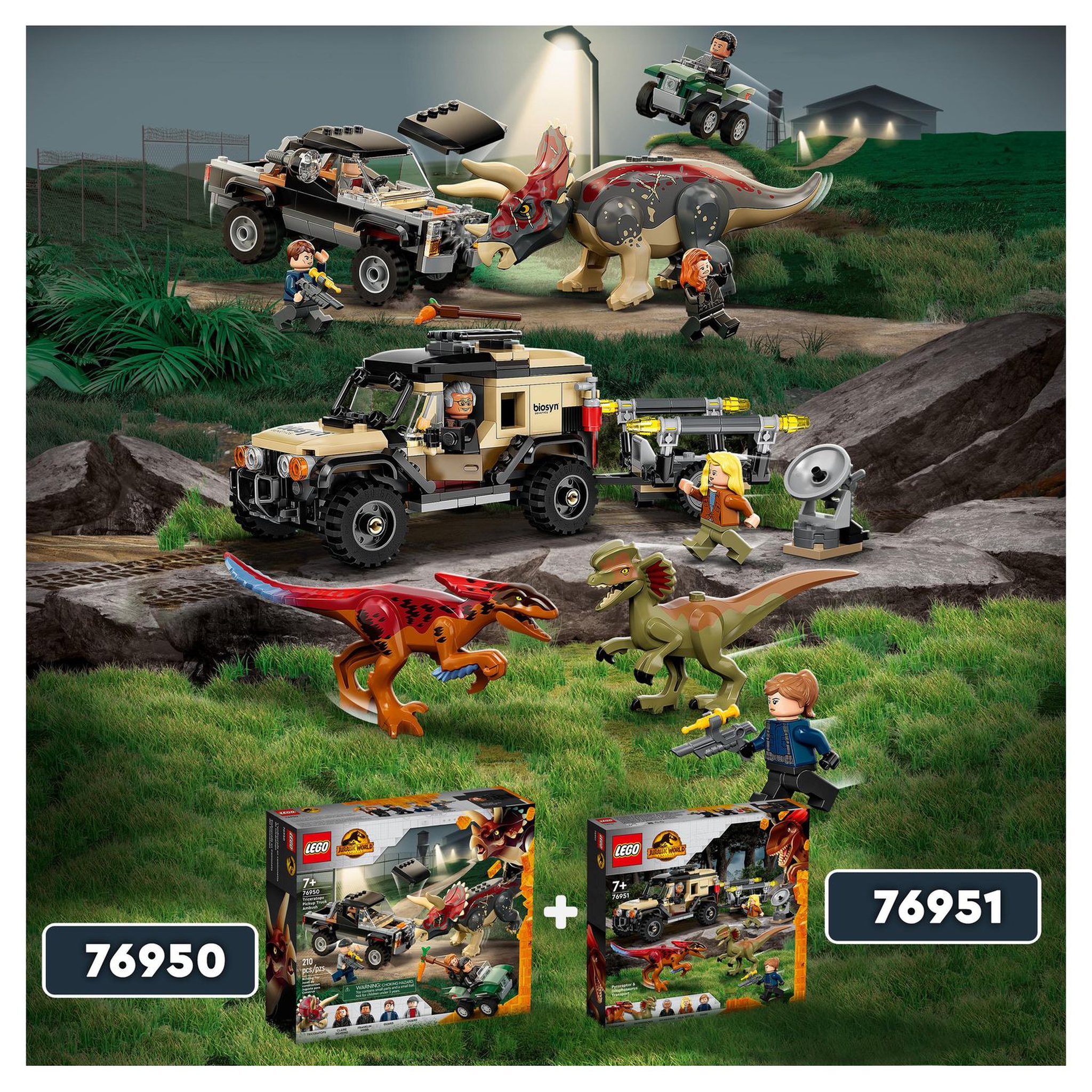 Voir la diapositive 8 : LEGO Jurassic World 76951 Le Transport du Pyroraptor et du Dilophosaurus, Jouet 