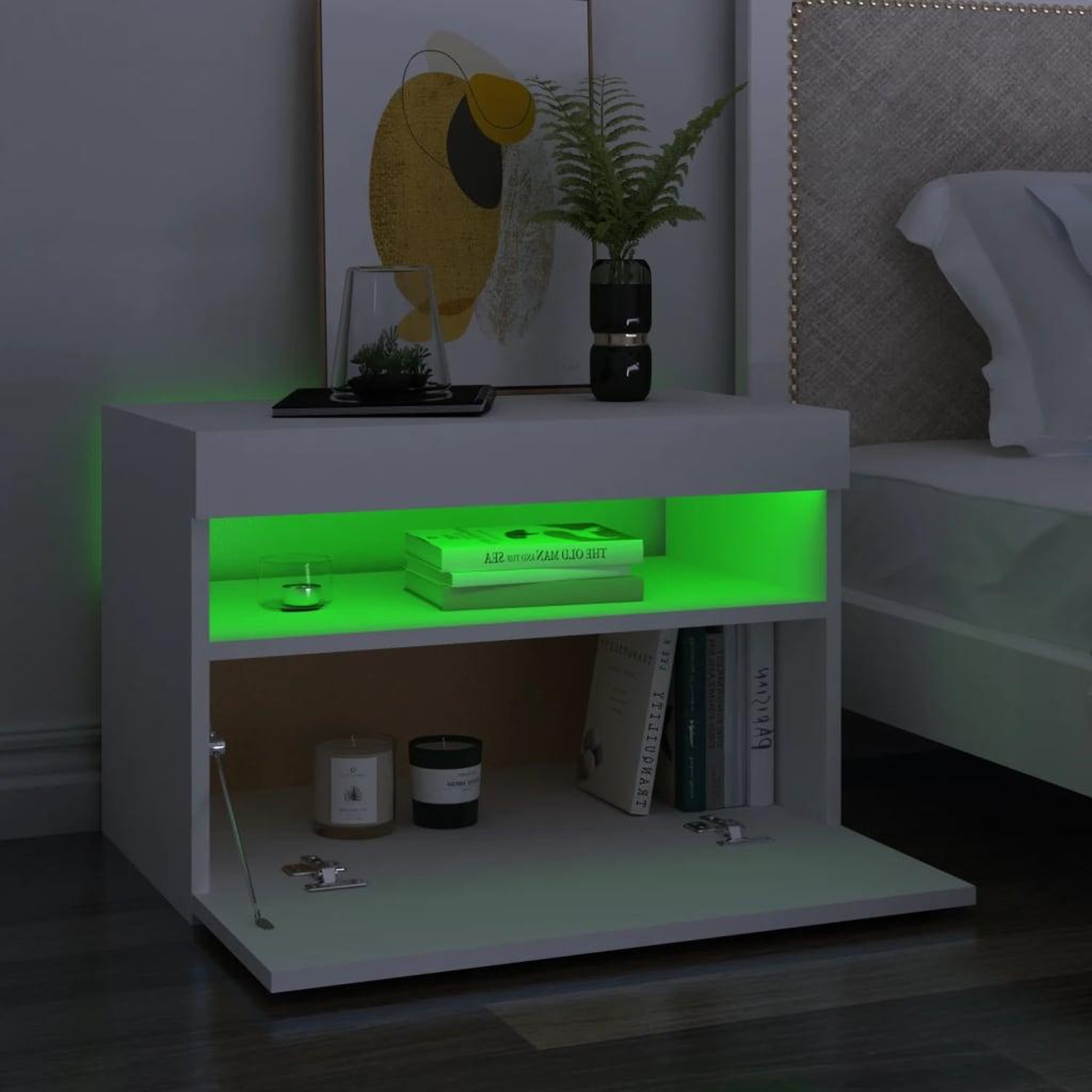 Voir la diapositive 4 : VIDAXL Meubles TV avec lumieres LED 2 pcs Blanc 60x35x40 cm