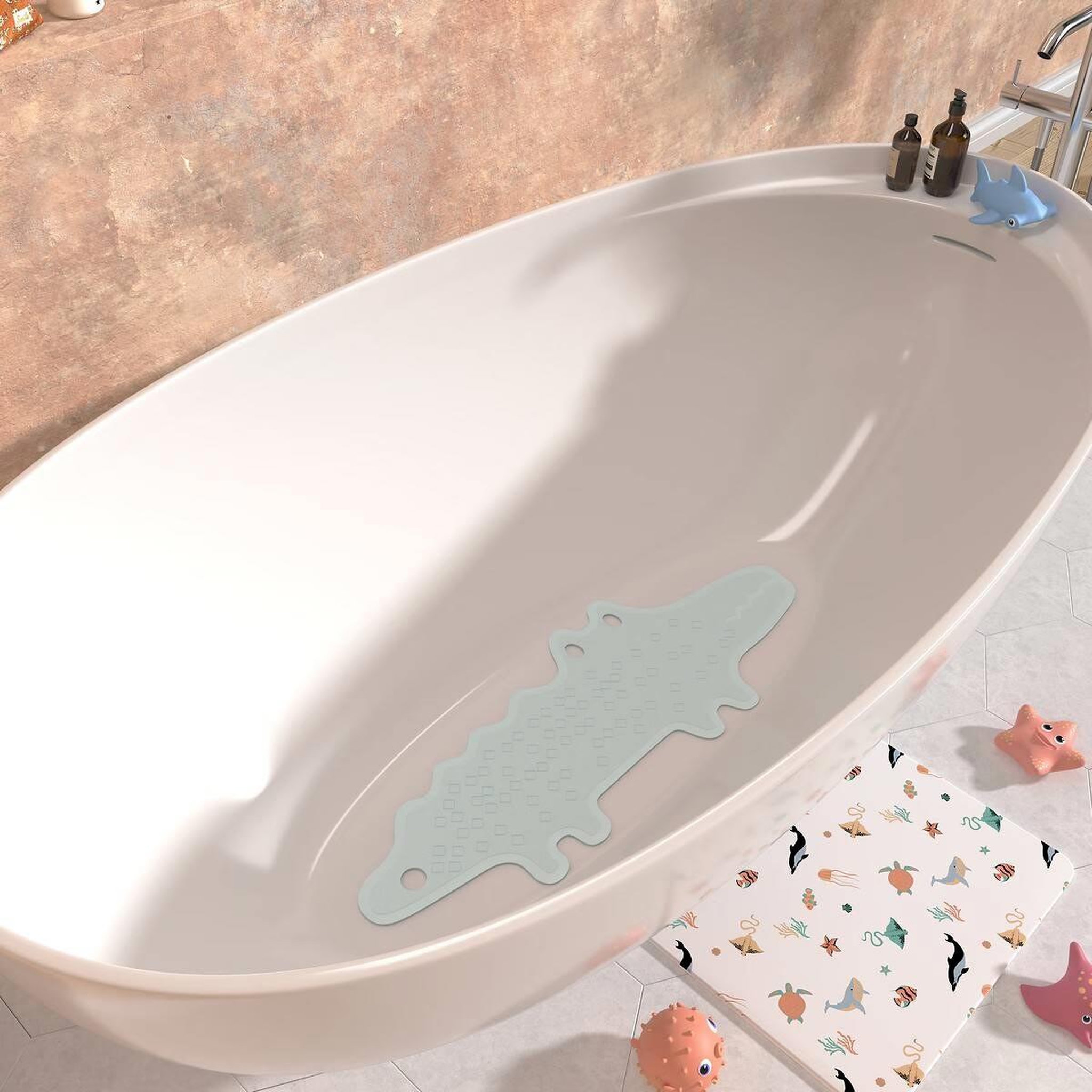 Voir la diapositive 3 : Atmosphera Kids Fond de bain enfant crocodile  gamio  90cm gris