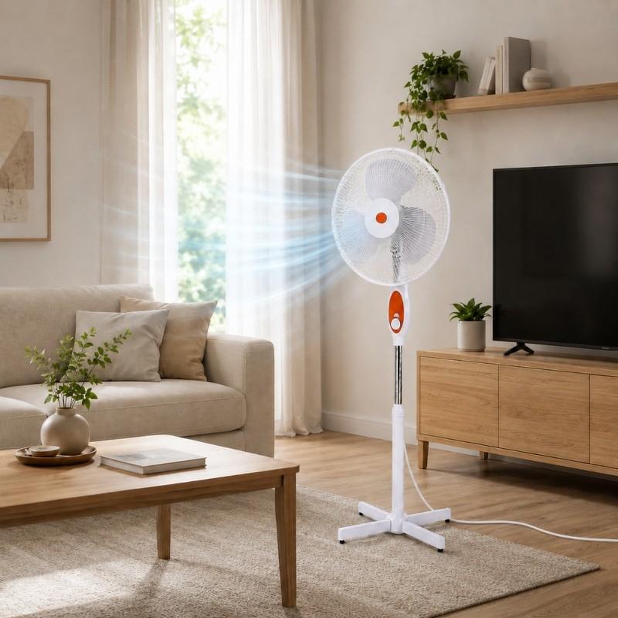 Voir la diapositive 3 : DC Direct Ventilateur sur pied DCG Eltronic VE1620 TT Orange avec télécommande