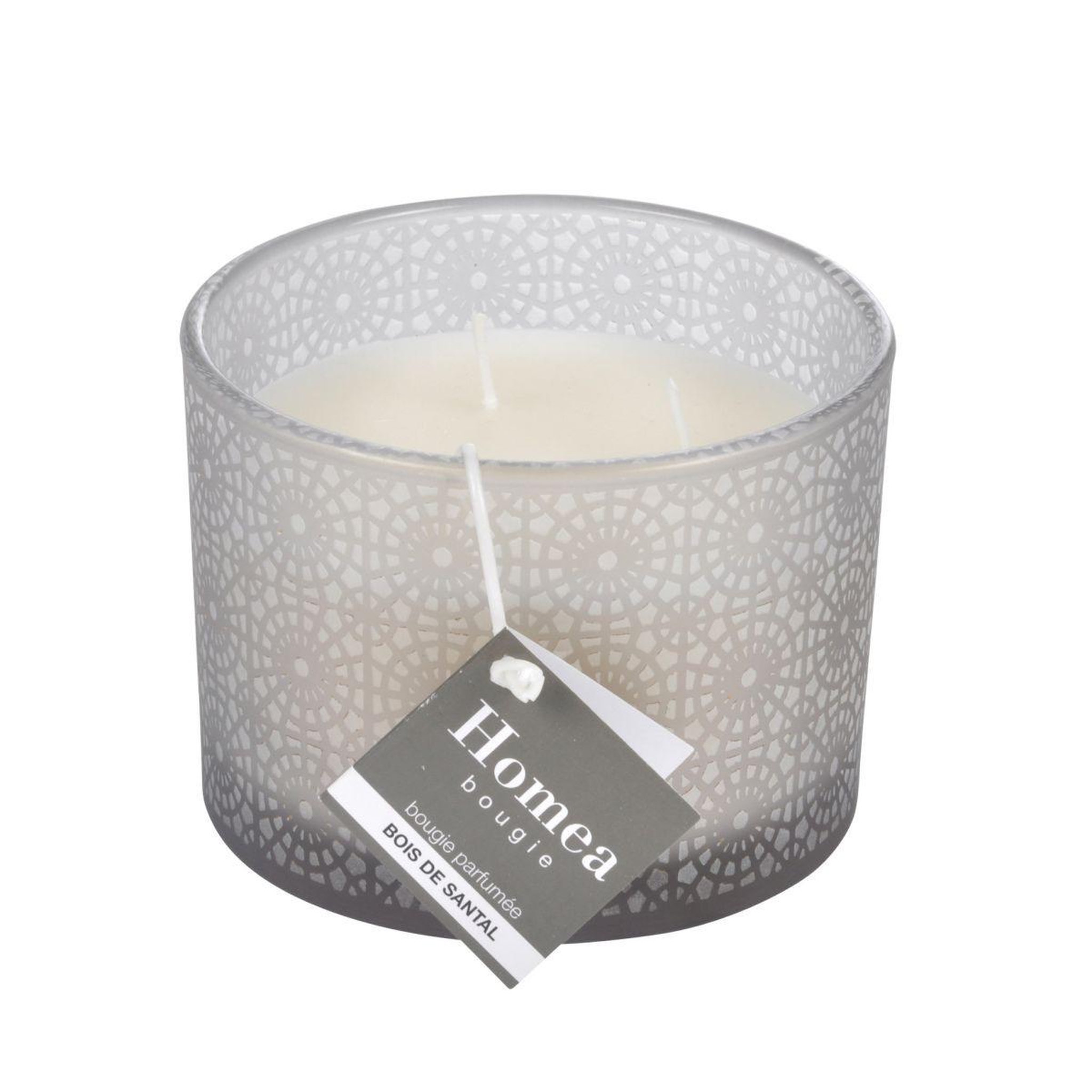 Voir la diapositive 2 : Douceur d'Intérieur Bougie parfumée 3 mèches  graphic ethnic  11cm gris clair