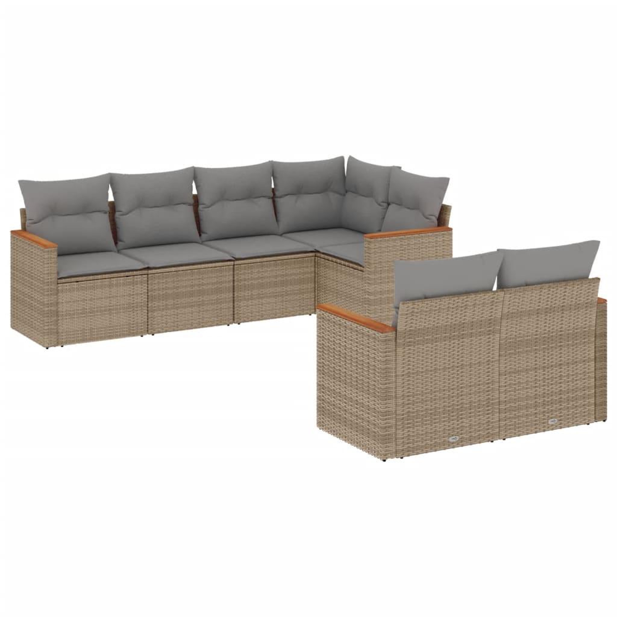 Voir la diapositive 2 : VIDAXL Salon de jardin avec coussins 7pcs melange beige resine tressee