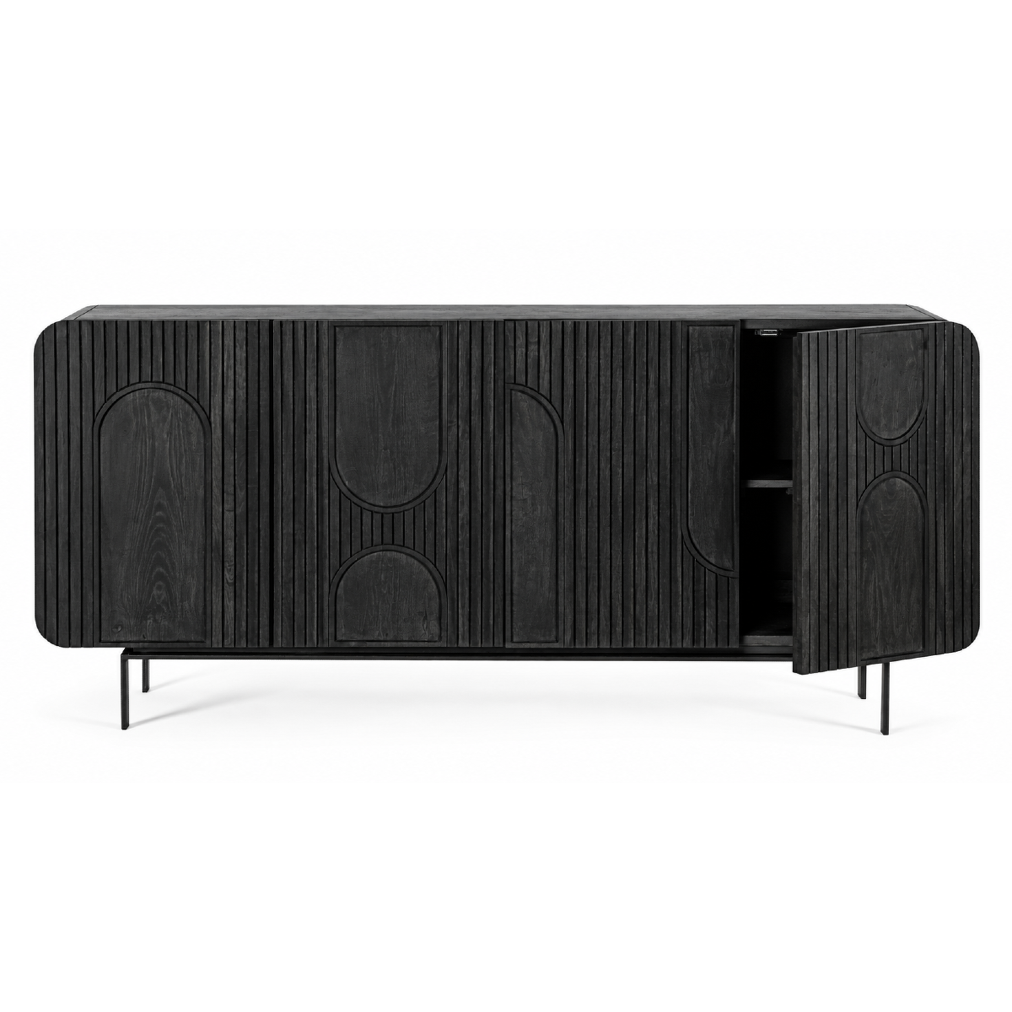 JLC KREATION Buffet manguier noir 4 portes 180 cm mira
