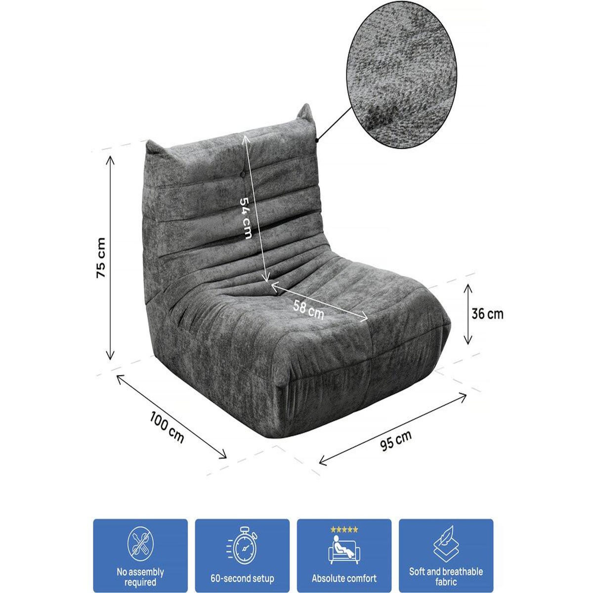 Habitat et Jardin Lot de 2 chauffeuses pour canapé modulables en tissu texturé  Velasca  - Gris