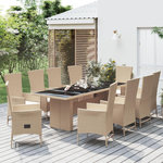 VIDAXL Ensemble a manger de jardin et coussins 11 pcs beige poly rotin
