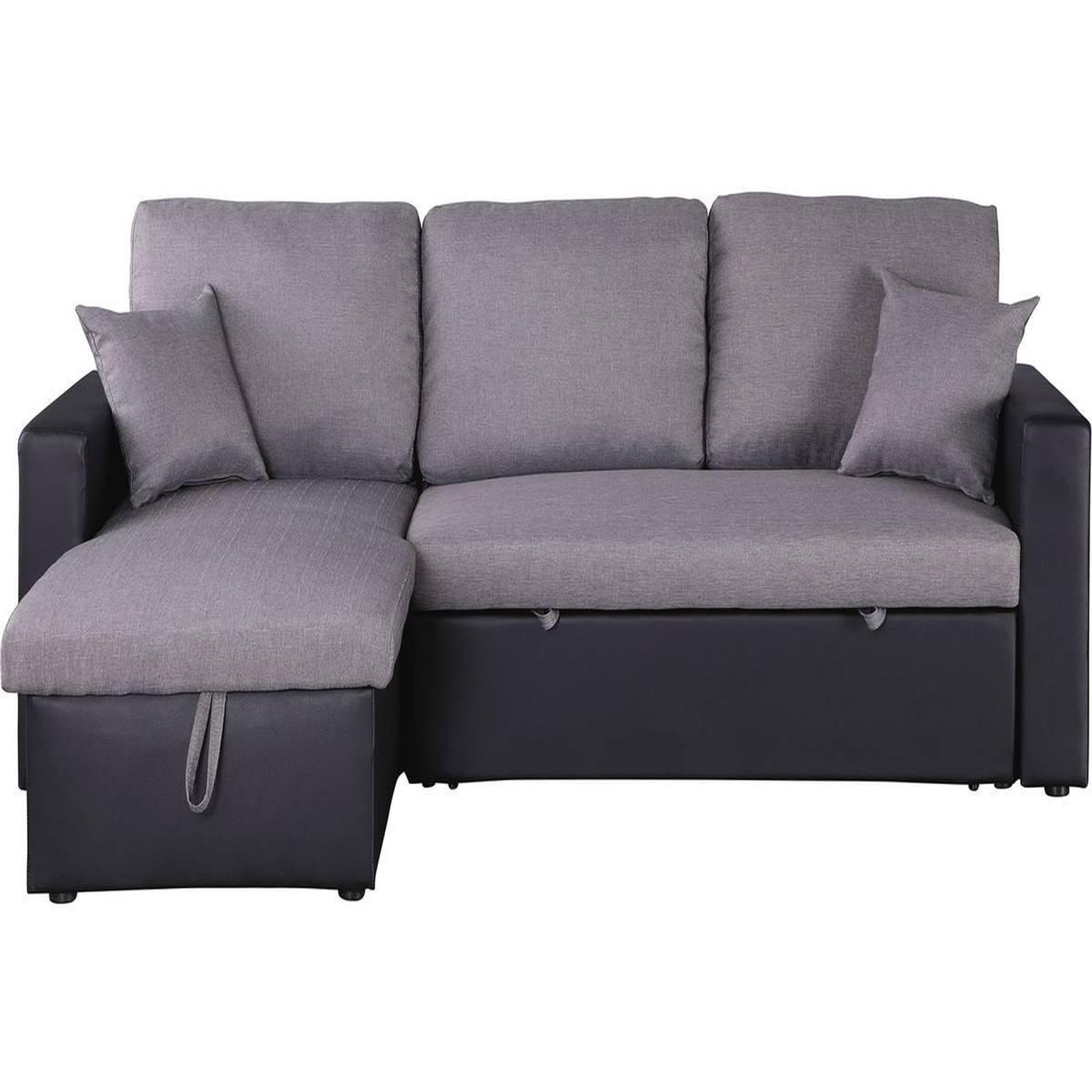 Voir la diapositive 3 : Habitat et Jardin Canapé d'angle convertible/ réversible avec coffre  alain  - 3 places - gris / noir