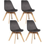 TOILINUX Lot de 4 Chaises effet velours Baya. Coloris disponibles : Jaune, Bleu, Gris