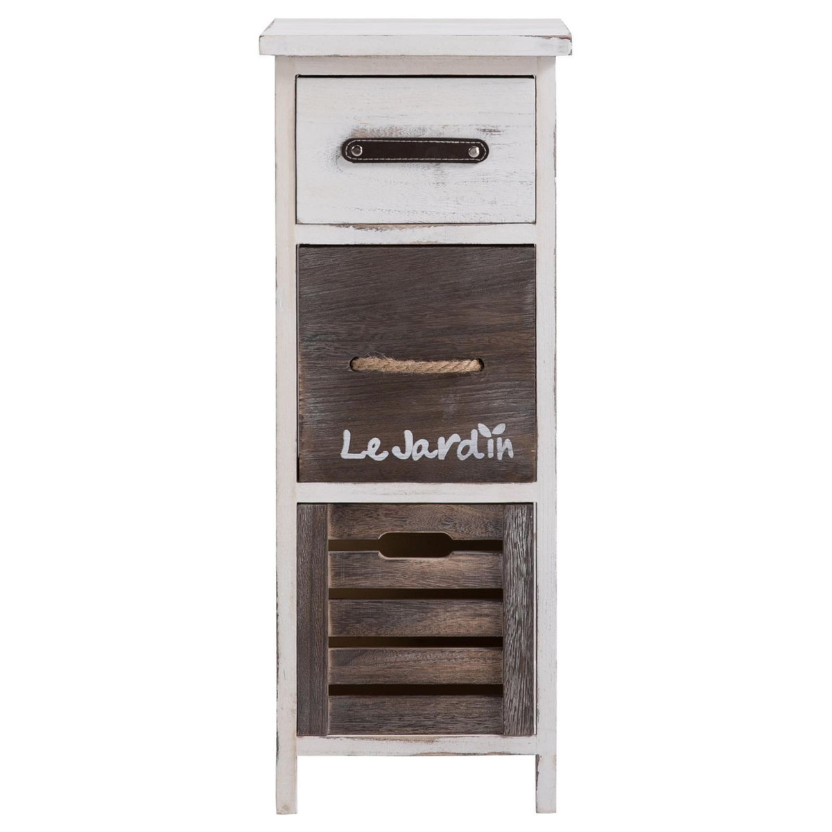 IDIMEX Chiffonnier PADUA en bois, 3 tiroirs, blanc et brun