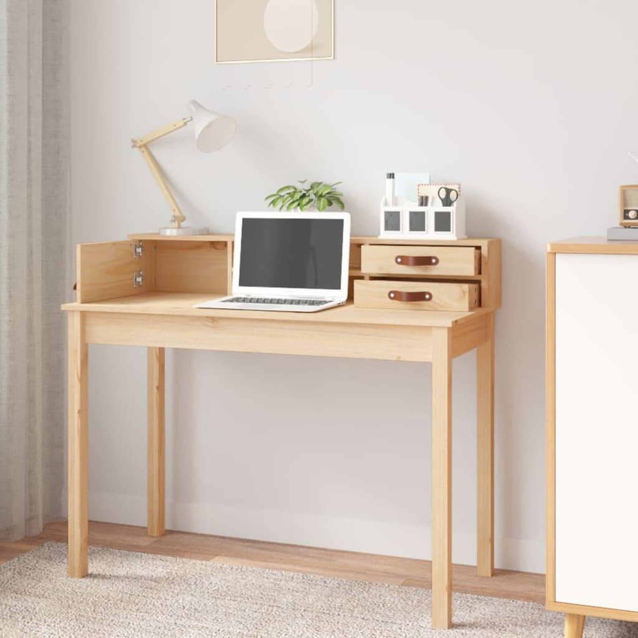 Voir la diapositive 3 : VIDAXL Bureau 110x50x93 cm Bois massif de pin
