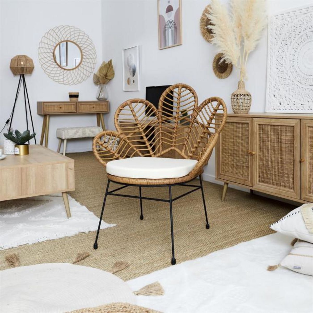 Paris Prix Lot de 2 Fauteuils Design  Honolulu  91cm Naturel