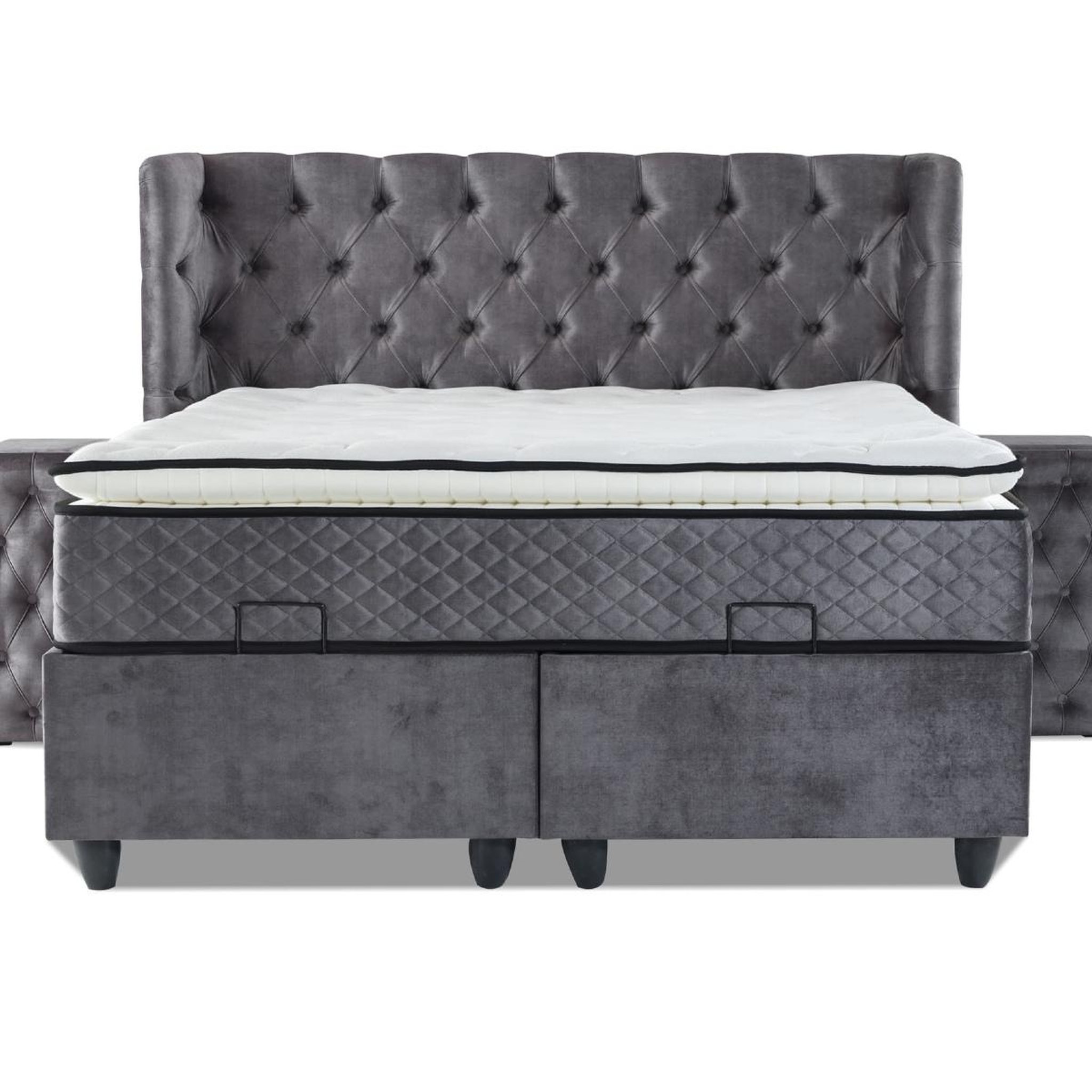 Voir la diapositive 6 : JLC KREATION Lit coffre complet capitonné 140cm + matelas + surmatelas luxy