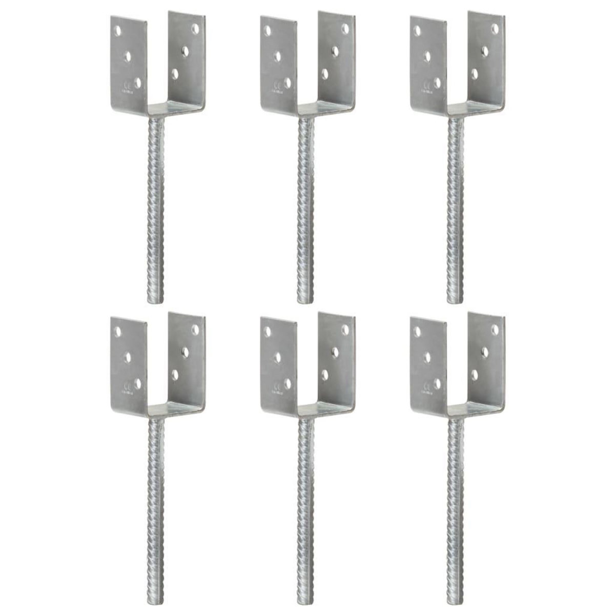 VIDAXL Piquets de cloture 6 pcs Argente 7x6x30 cm Acier galvanise