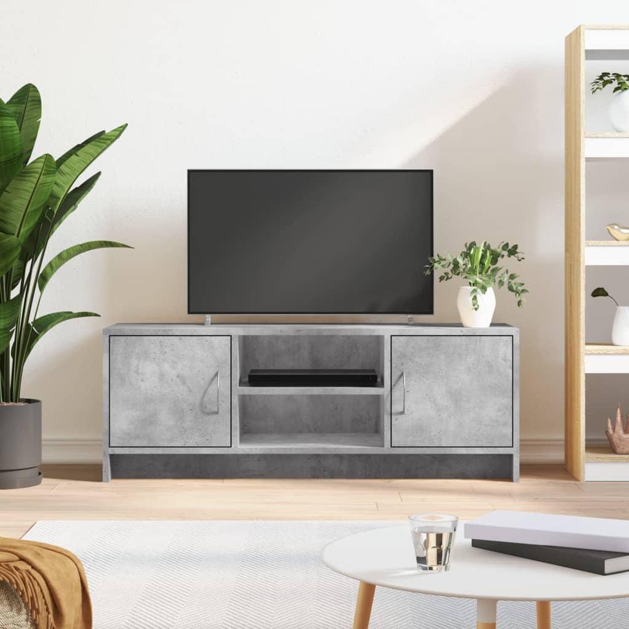 VIDAXL Meuble TV gris beton 102x30x37,5 cm bois d'ingenierie
