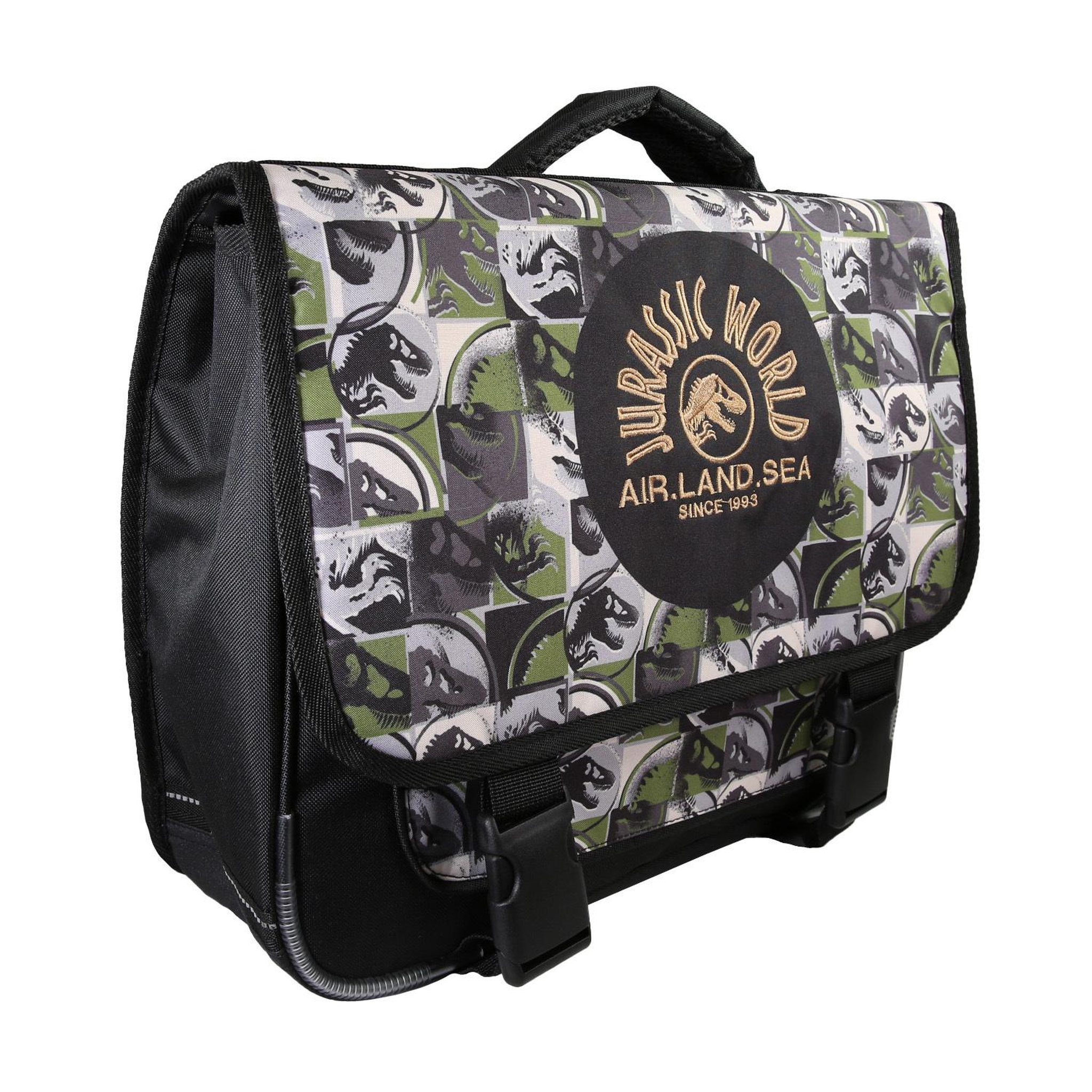 Voir la diapositive 2 : Bagtrotter Jurassic World - Cartable Scolaire 38 cm - Garçon - Vert/Gris - 2 Compartiments