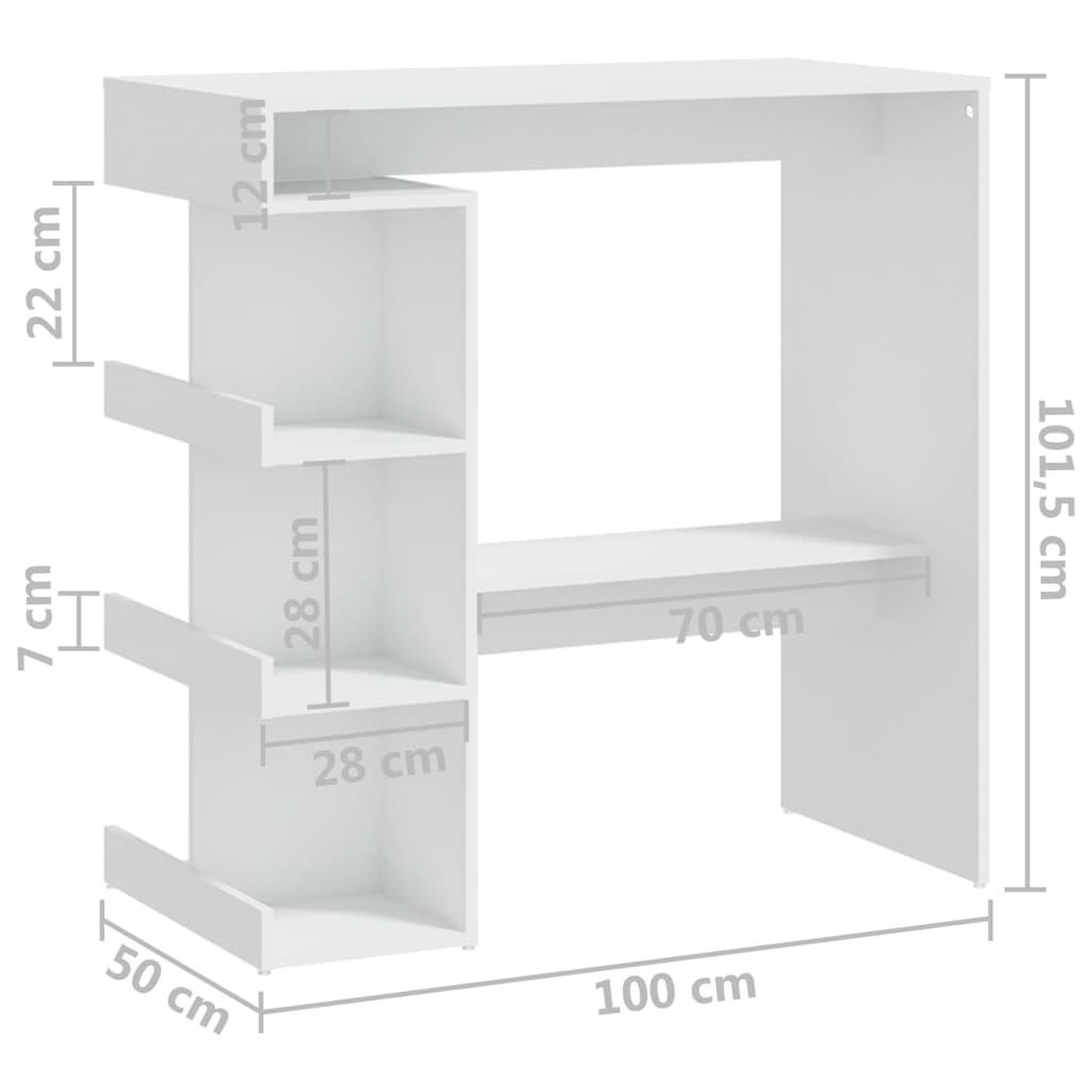 Voir la diapositive 6 : VIDAXL Table de bar avec etagere de rangement Blanc Bois d'ingenierie