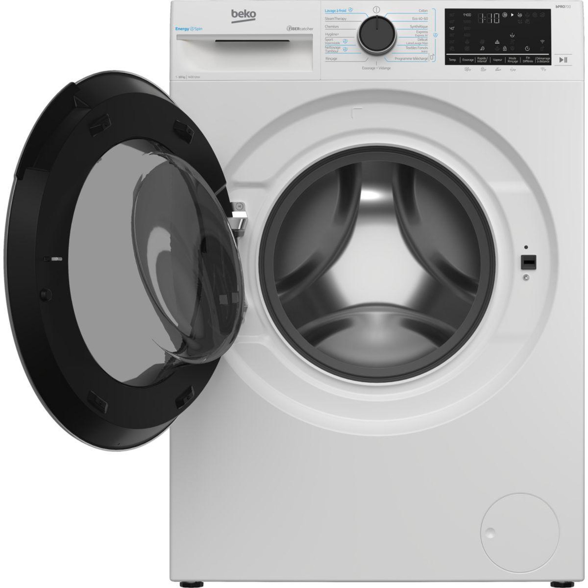 Voir la diapositive 2 : Beko Lave linge hublot B7WFT6104019W - 10 kg - 1400 tr/min - Classe A - Moteur induction - wifi - EnergySpin -FiberCatcher