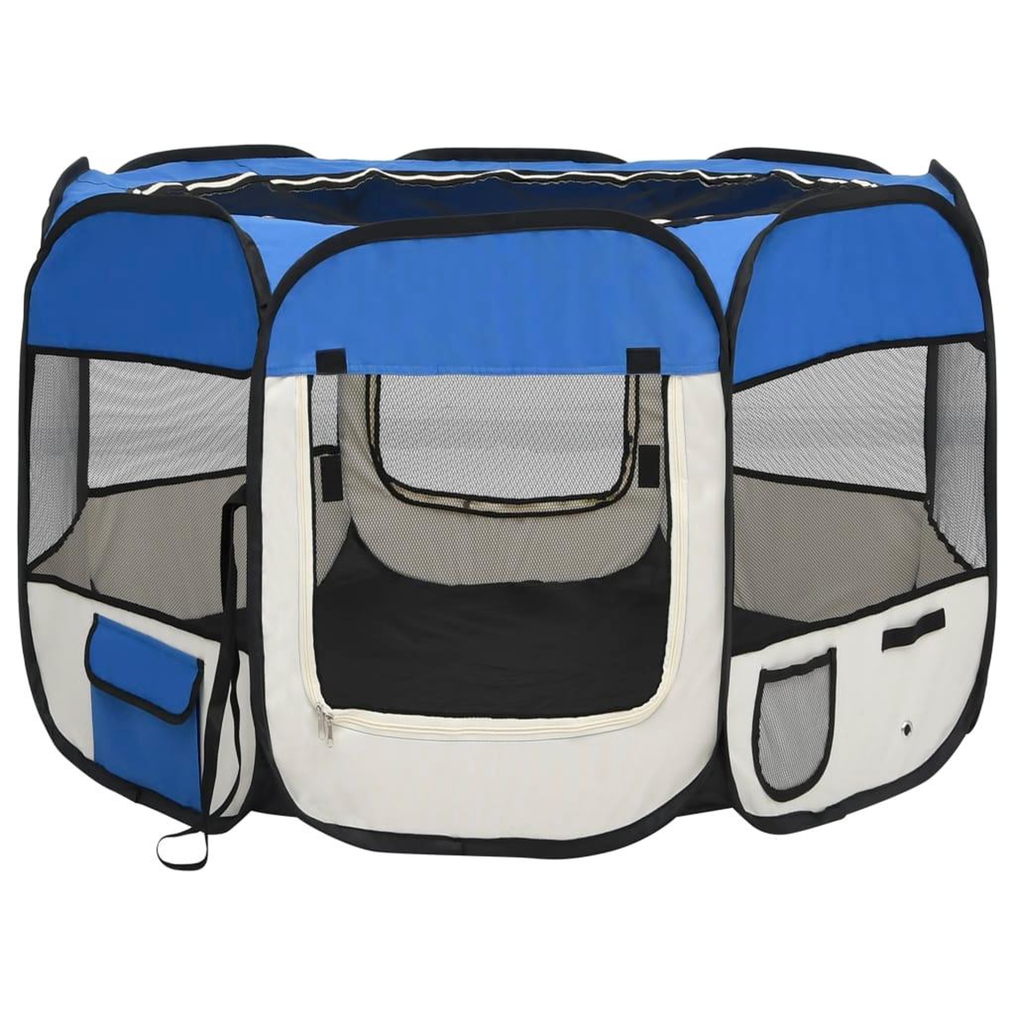 Voir la diapositive 2 : VIDAXL Parc pour chiens pliable avec sac de transport Bleu 90x90x58 cm