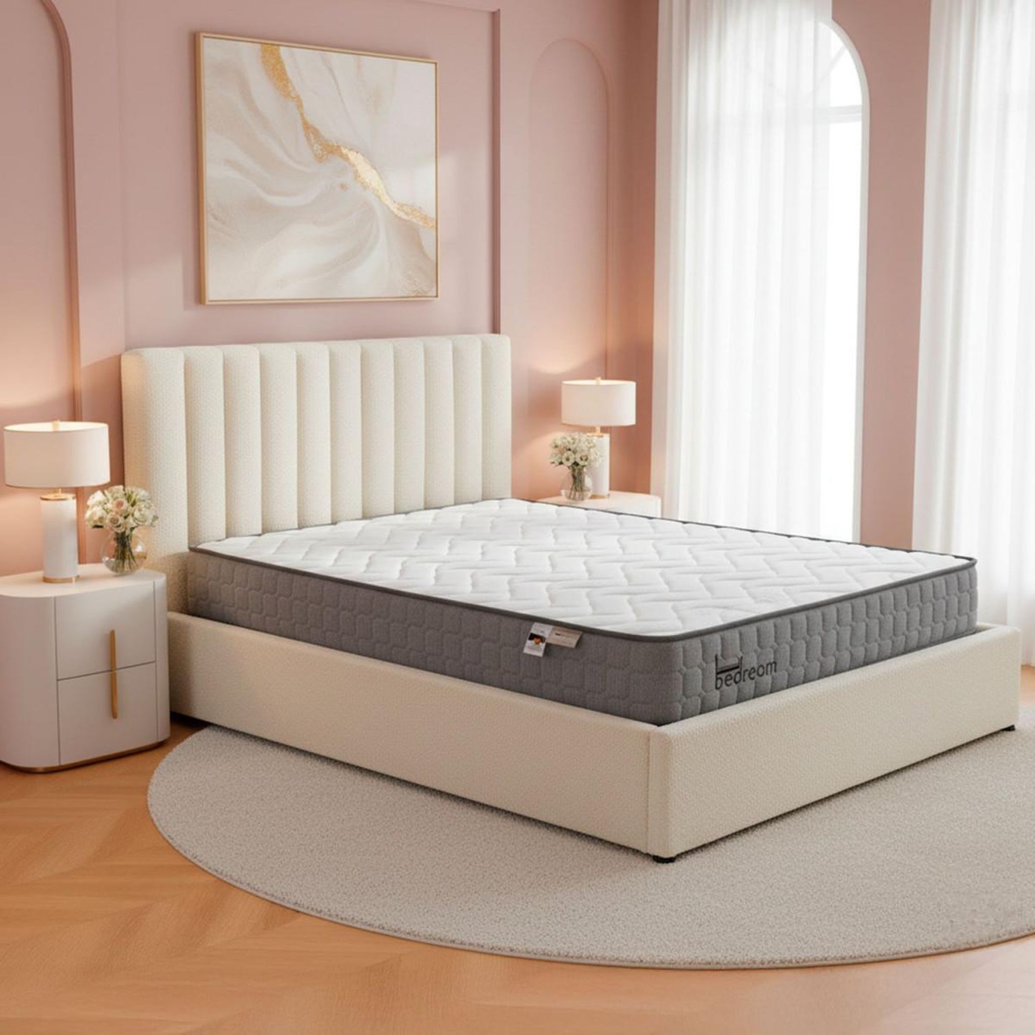 Voir la diapositive 6 : Paris Prix Pack lit coffre bouclette & matelas  dream & goodream  140x190cm beige