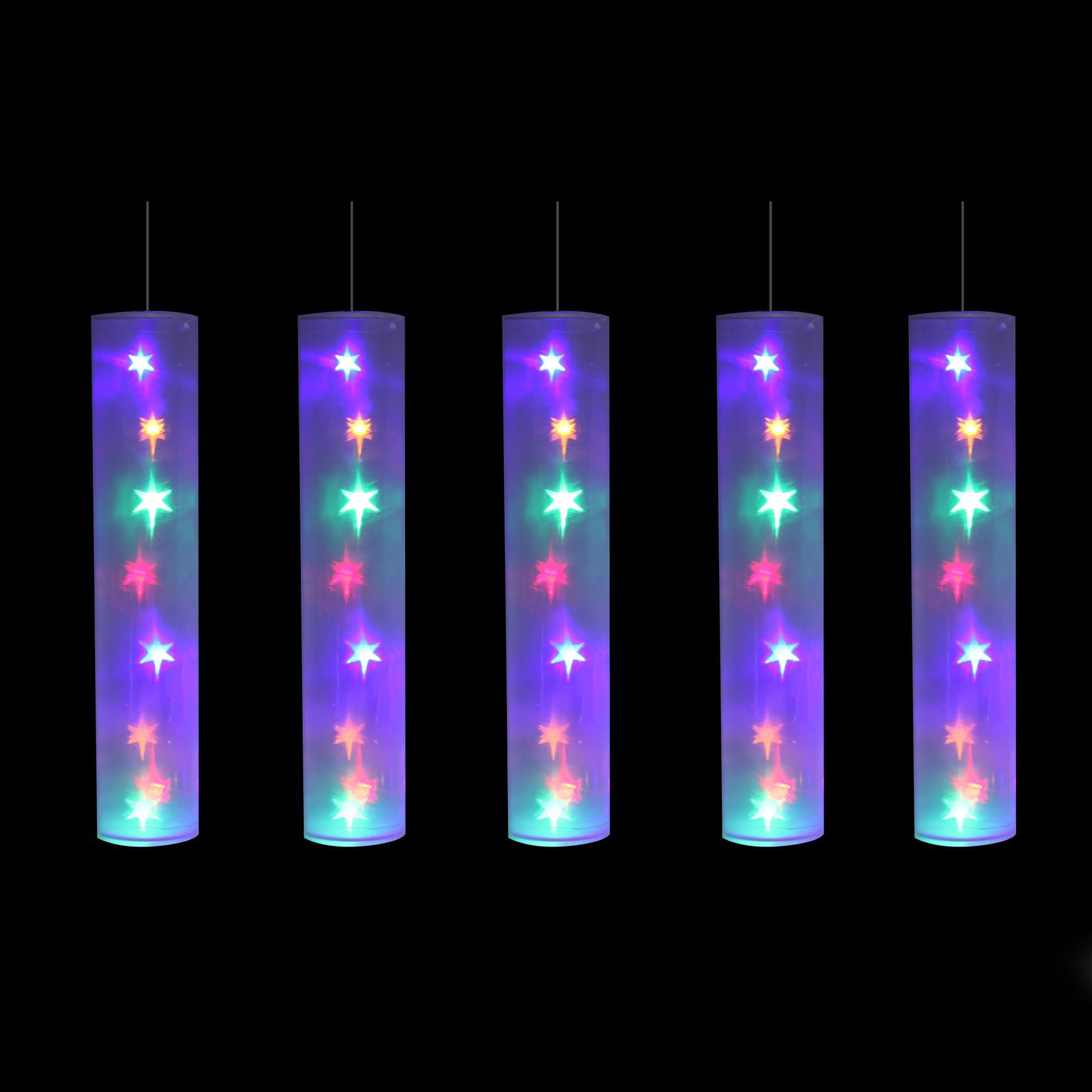 Voir la diapositive 2 : Eden 5 tubes lumineux avec étoiles led multicolores 40 led