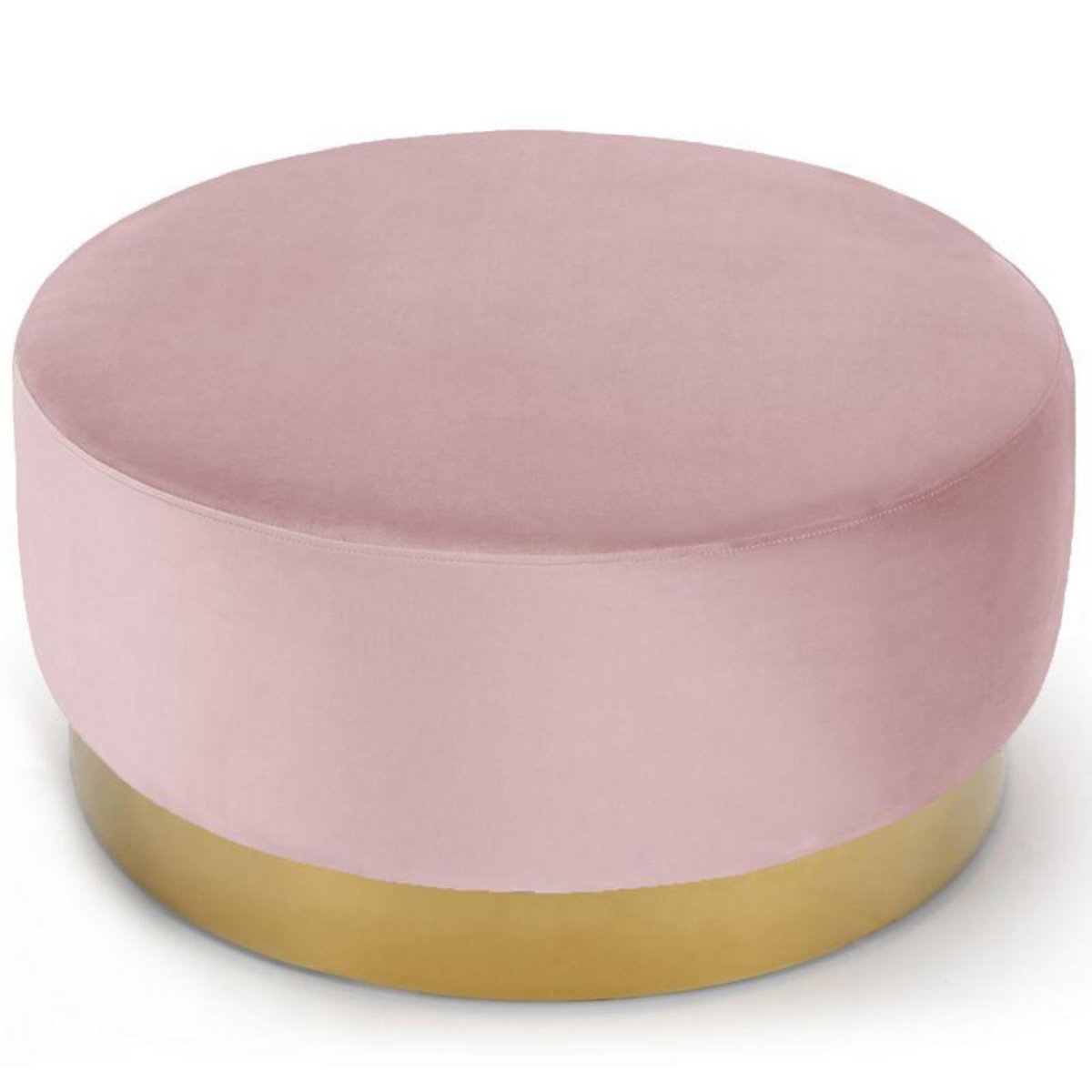 Paris Prix Pouf Rond en Velours Design  Minnie  75cm Rose