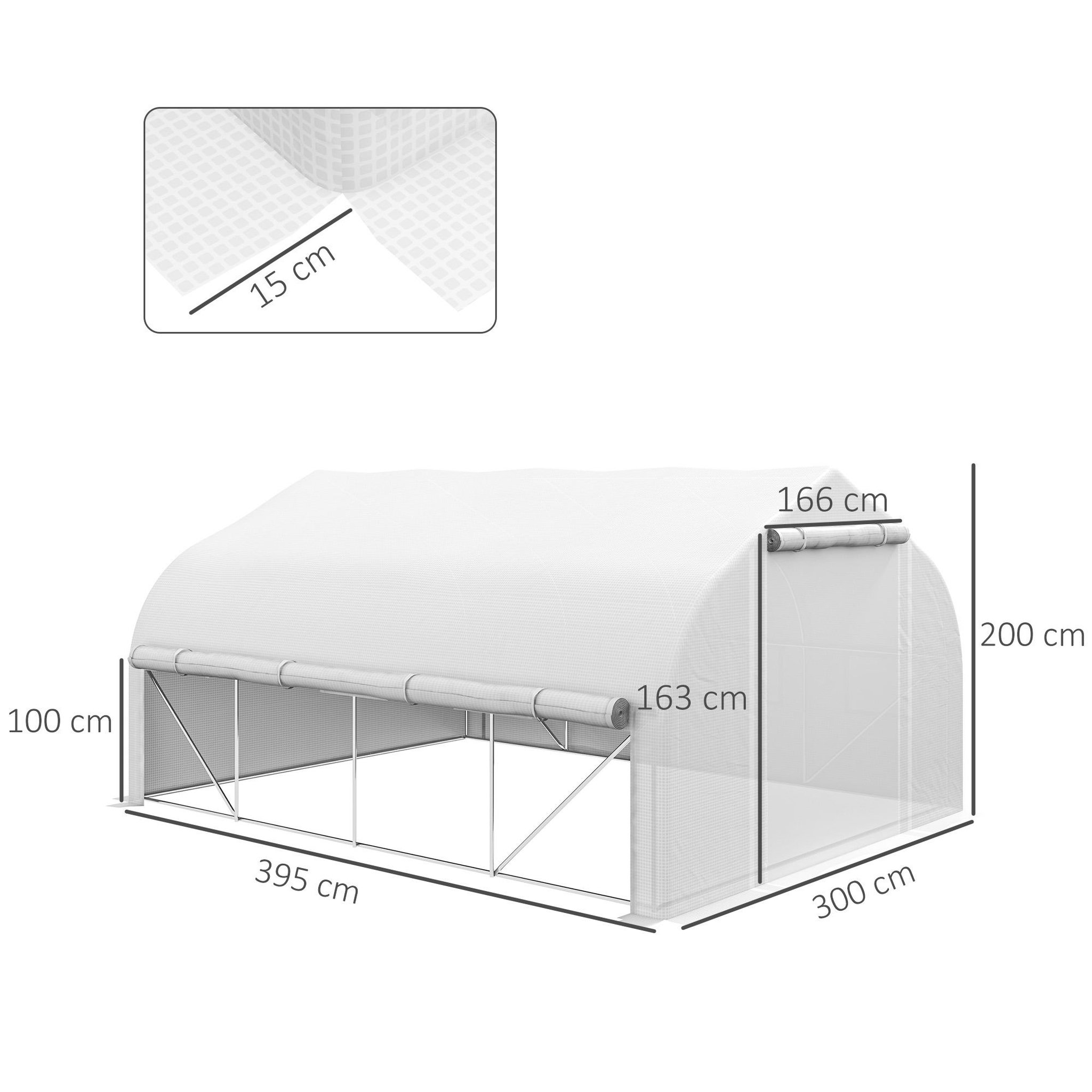 Voir la diapositive 3 : OUTSUNNY Serre tunnel de jardin 12 m² bâche pe haute densité 140 g/m² blanc