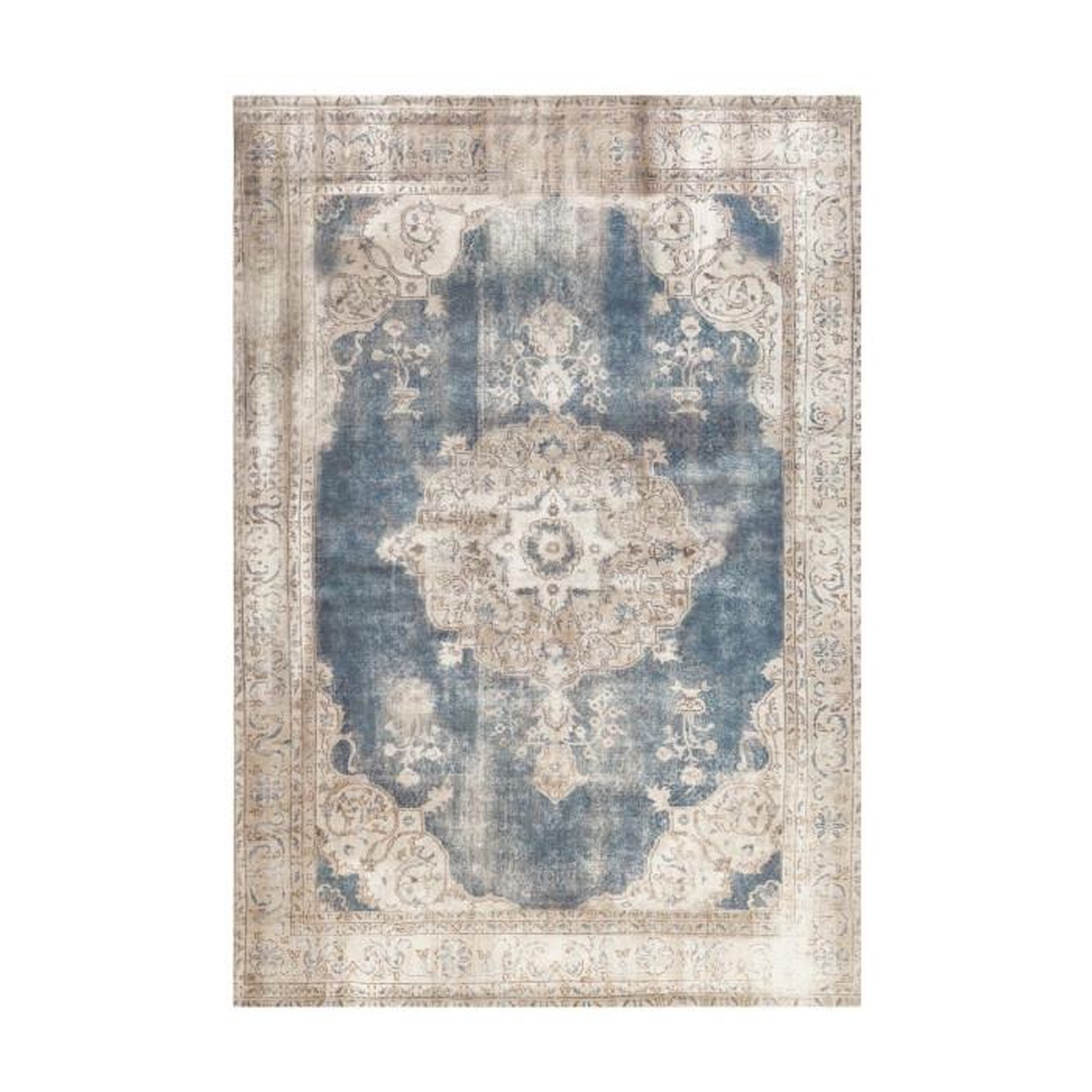 Paris Prix Tapis Imprimé Antique  Vintage  Beige & Bleu. Coloris disponibles : Beige