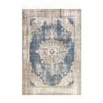 Paris Prix Tapis Imprimé Antique  Vintage  Beige & Bleu. Coloris disponibles : Beige
