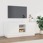VIDAXL Meuble TV blanc brillant 102x35x45 cm bois d'ingenierie