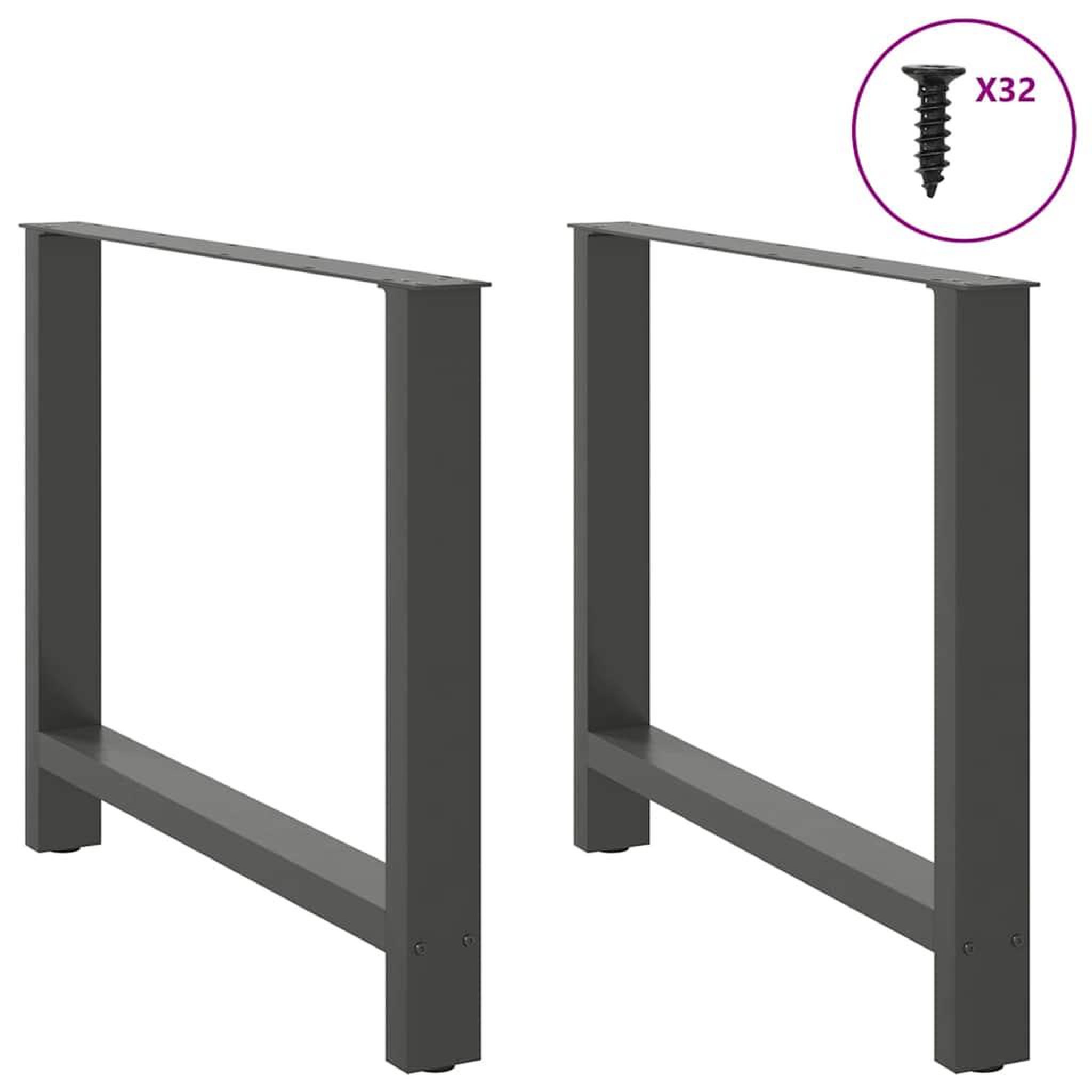 Voir la diapositive 3 : VIDAXL Pieds de table basse anthracite 2 pcs 90x(72-73) cm acier