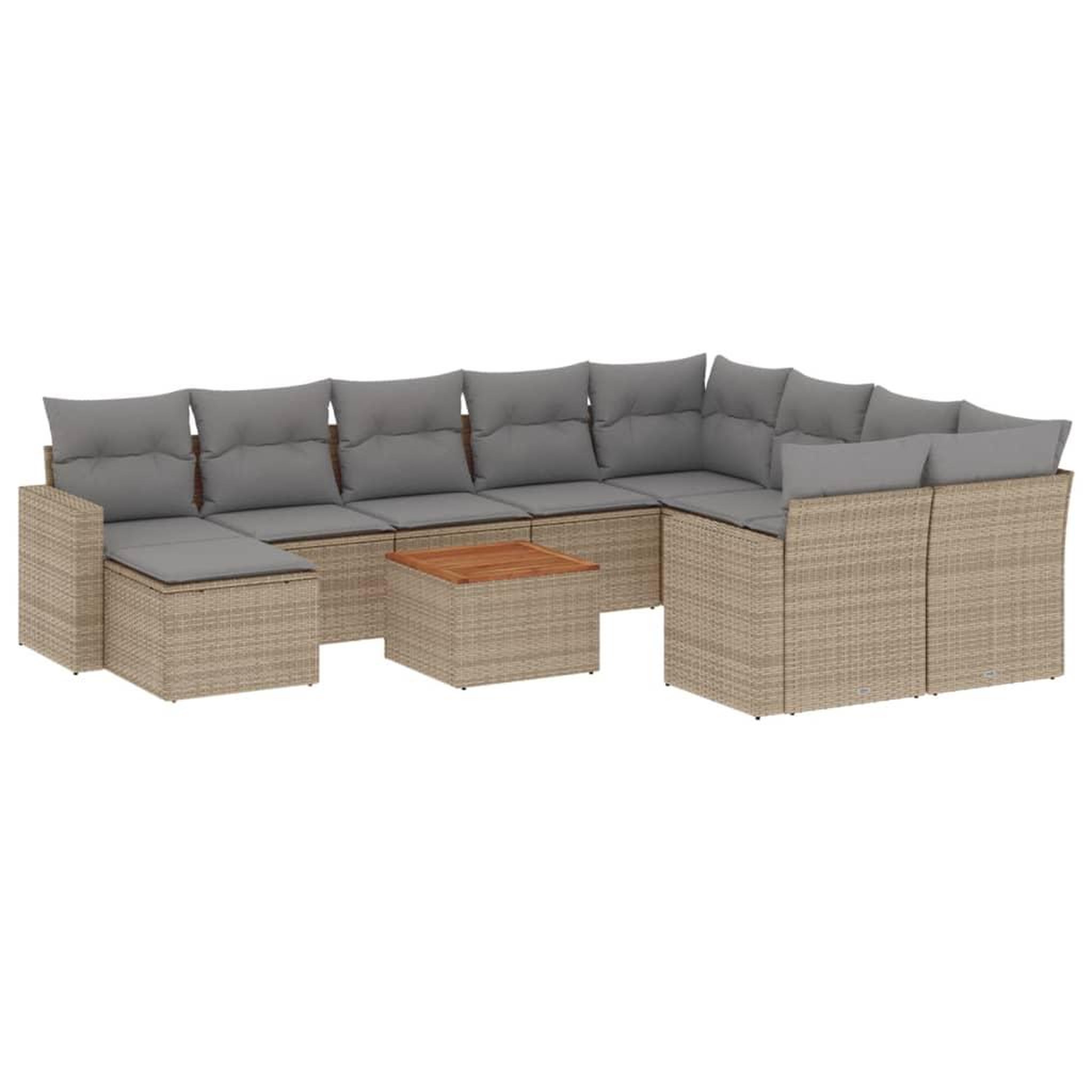 Voir la diapositive 2 : VIDAXL Salon de jardin et coussins 11 pcs melange beige resine tressee
