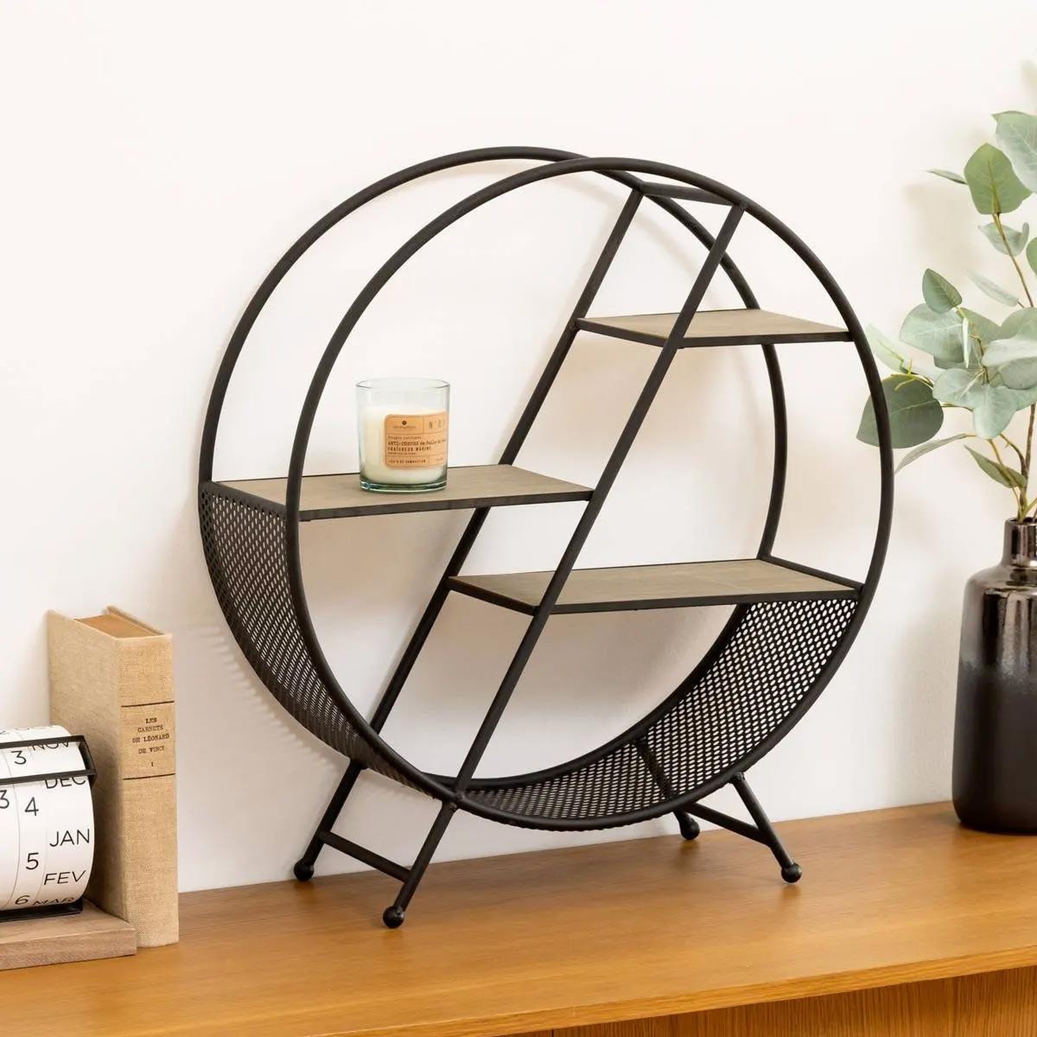 Voir la diapositive 3 : ATMOSPHERA Étagère ronde design  timeo  55cm noir