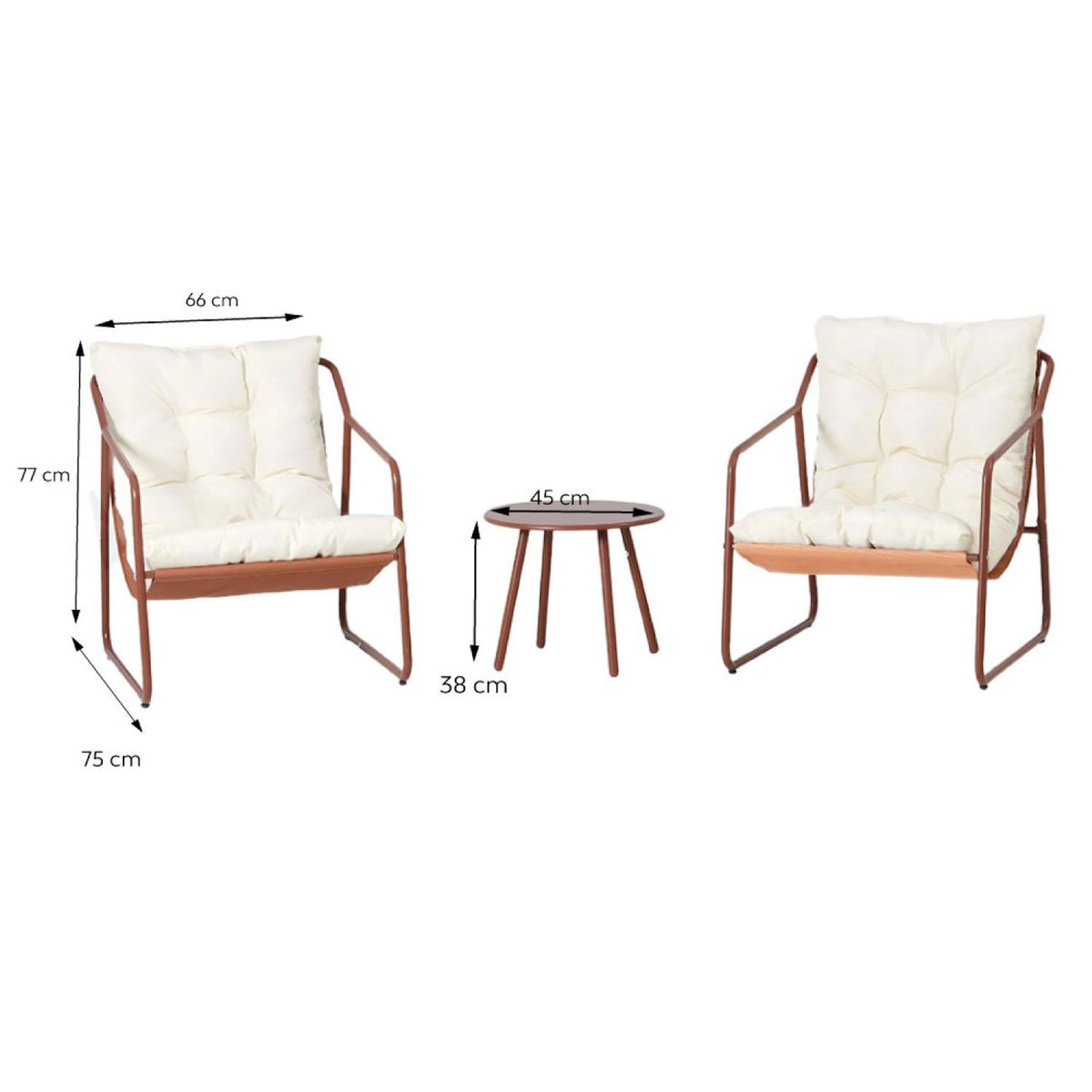 CONCEPT USINE Ensemble de jardin 2 fauteuils terracotta avec table basse ATRANI