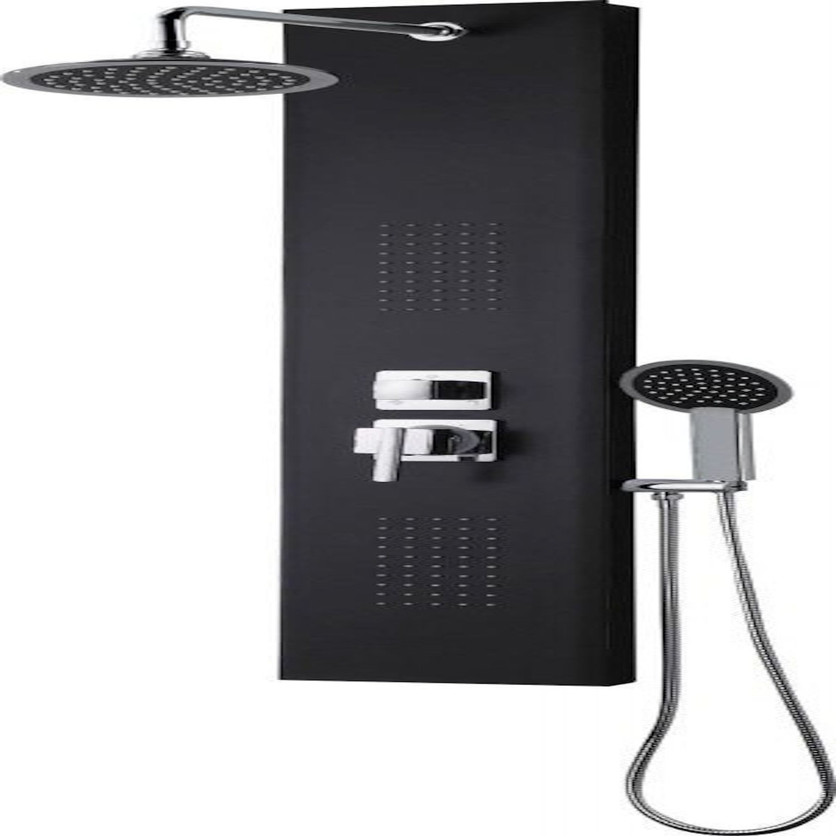 CENTRALE BRICO Colonne de douche hydromassante avec robinetterie, noir, Houka