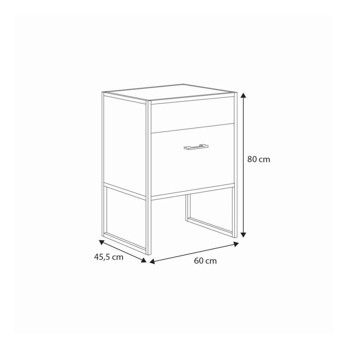 KOBI Table de Chevet AURA en Bois et Métal - Élégance Industrielle