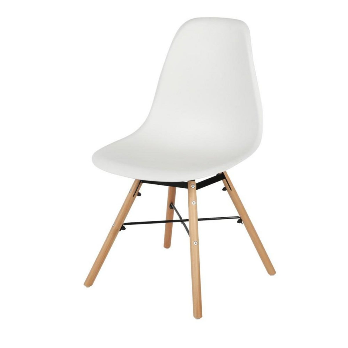 FORNORD Chaise blanche structure métal et pieds bois